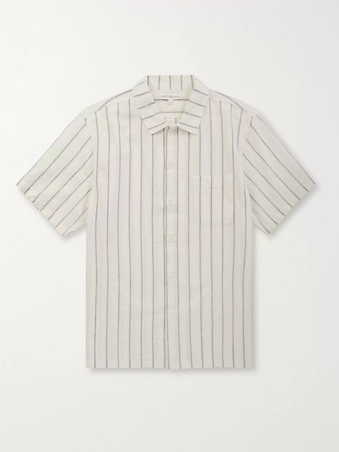 Alex Mill Camp-collar Striped Cotton And Linen-blend Shirt In Neutrals