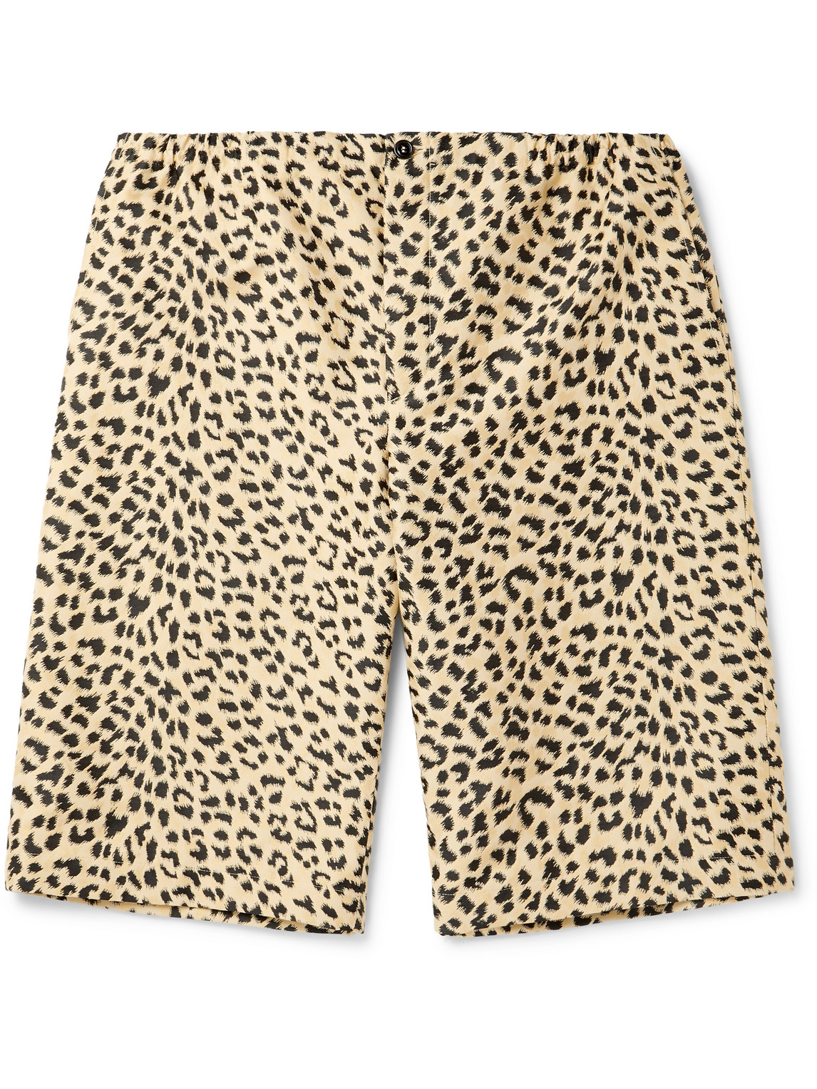 Wide-Leg Leopard-Jacquard Cotton-Blend Bermuda Shorts