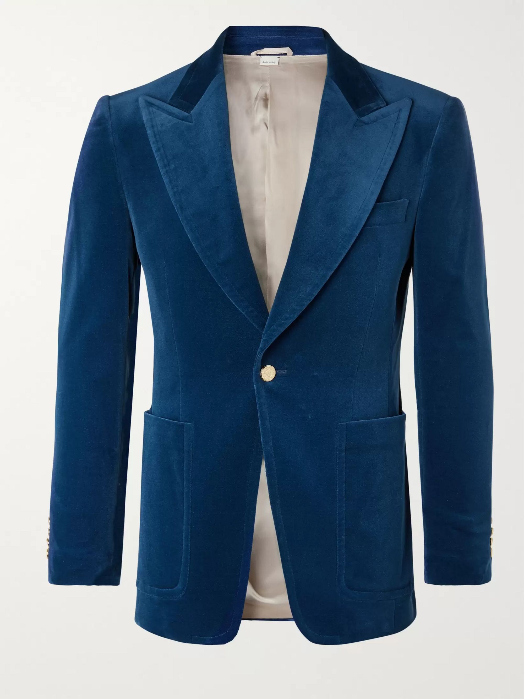 gucci blue velvet blazer