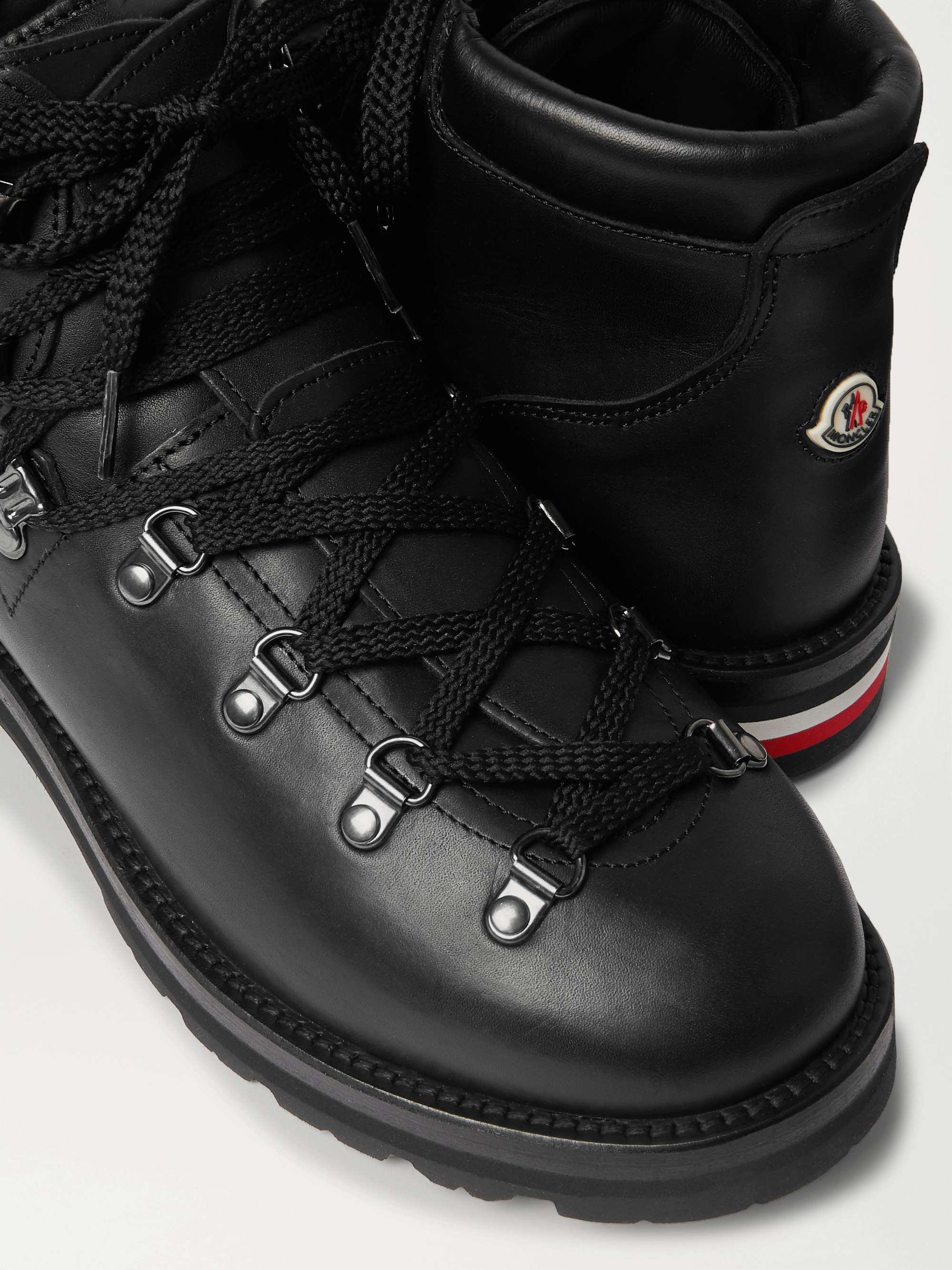 MONCLER Striped Full-Grain Leather Boots