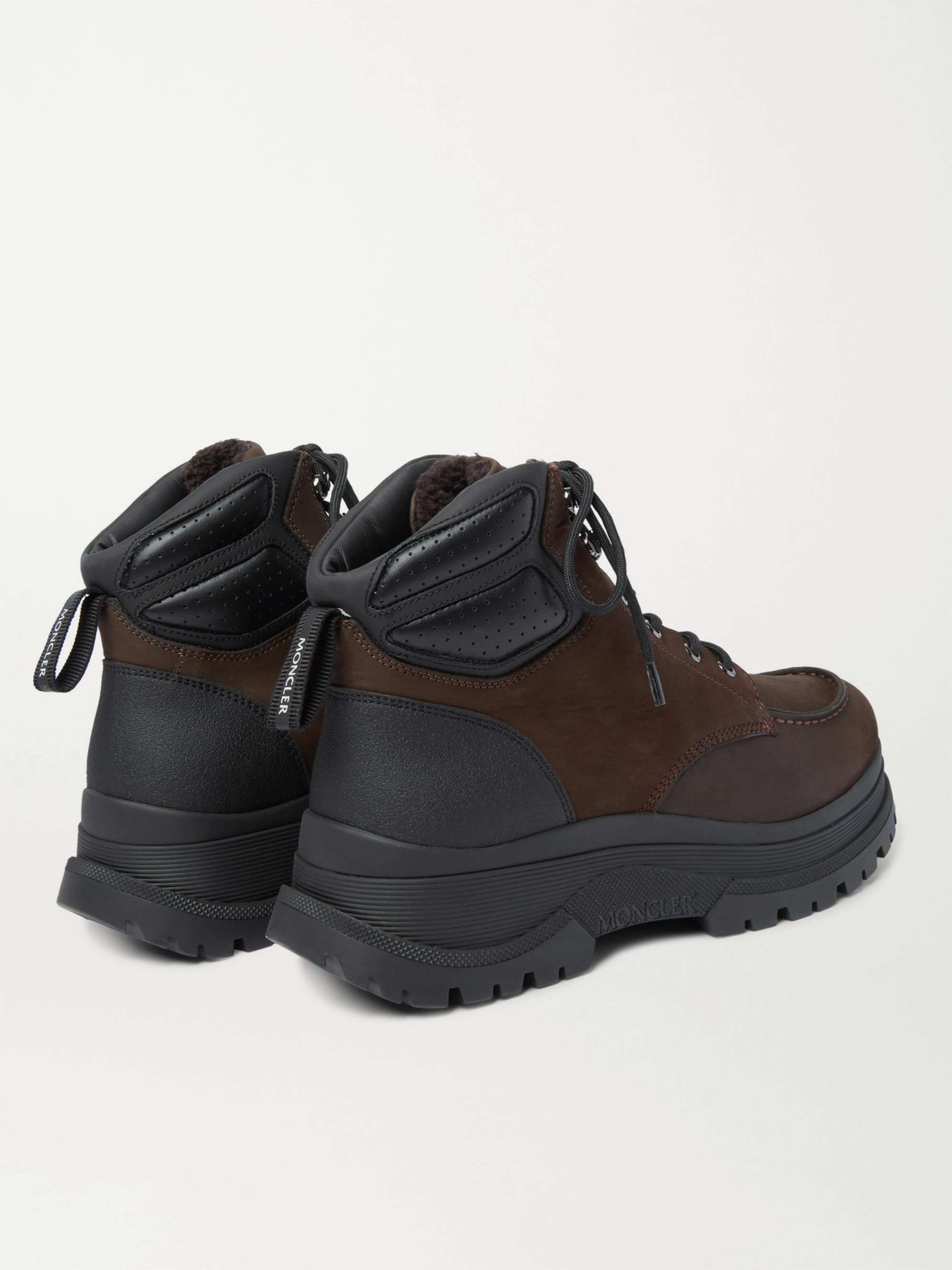 MONCLER Ulderic Leather-Trimmed Shearling-Lined Nubuck Boots