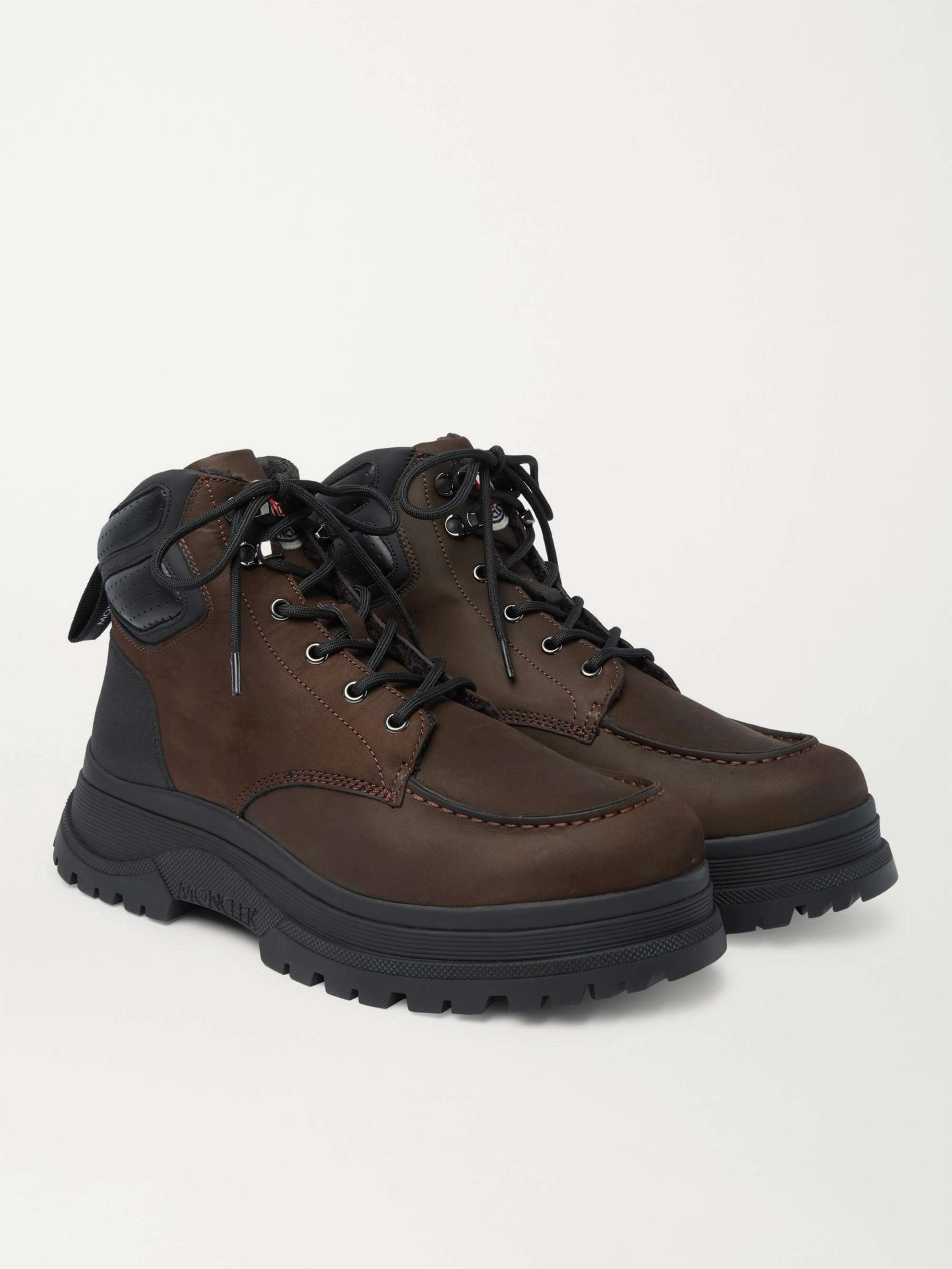 MONCLER Ulderic Leather-Trimmed Shearling-Lined Nubuck Boots