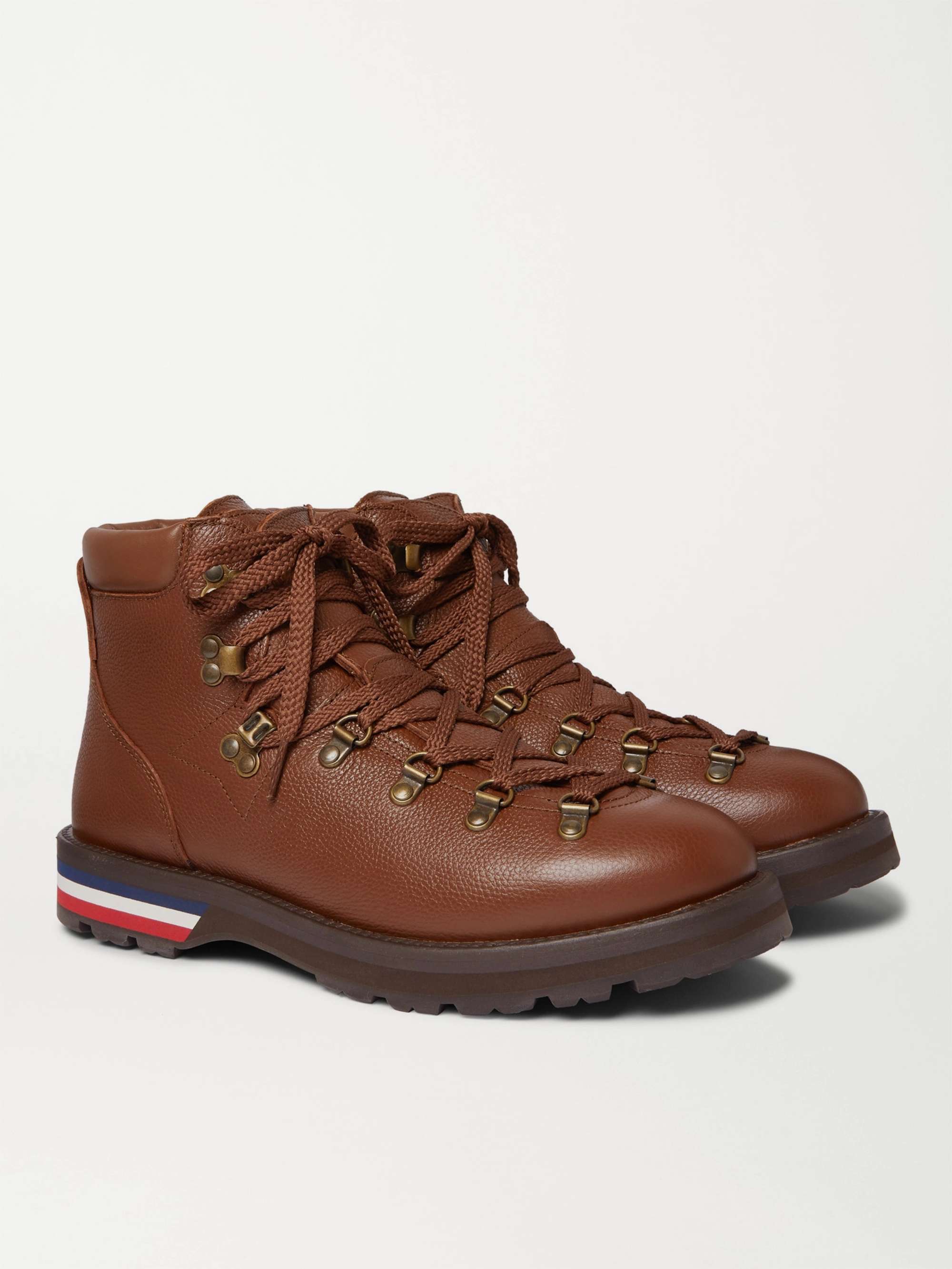 MONCLER Striped Full-Grain Leather Boots
