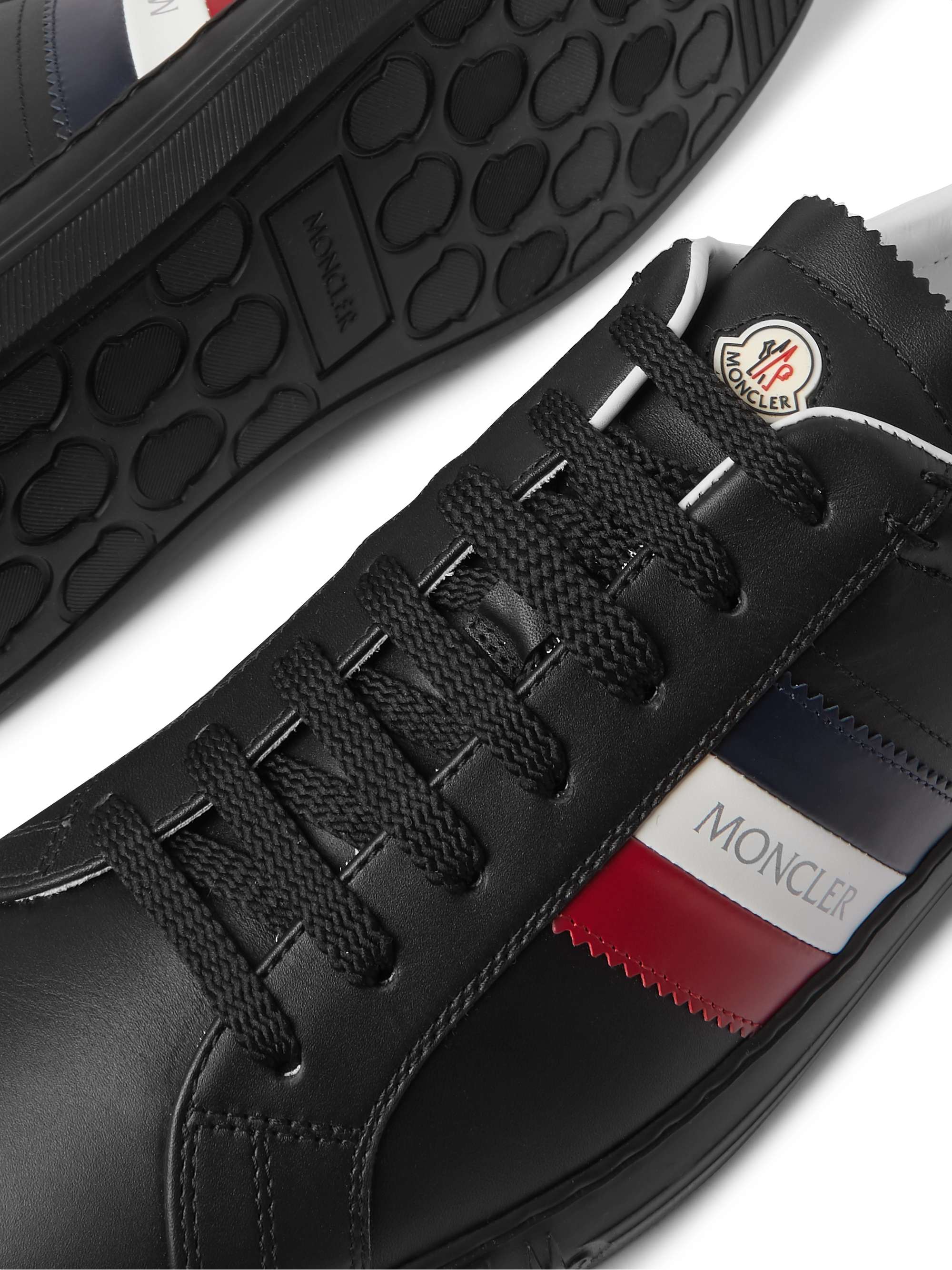 MONCLER New Monaco Striped Leather Sneakers