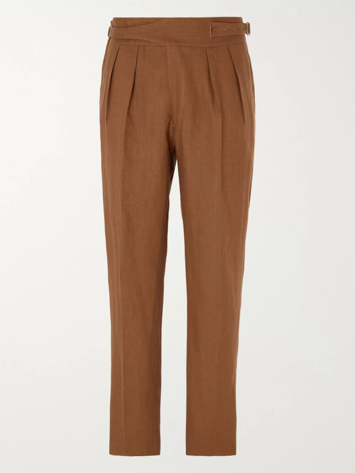 Rubinacci Manny Pleated Linen Trousers In Neutrals
