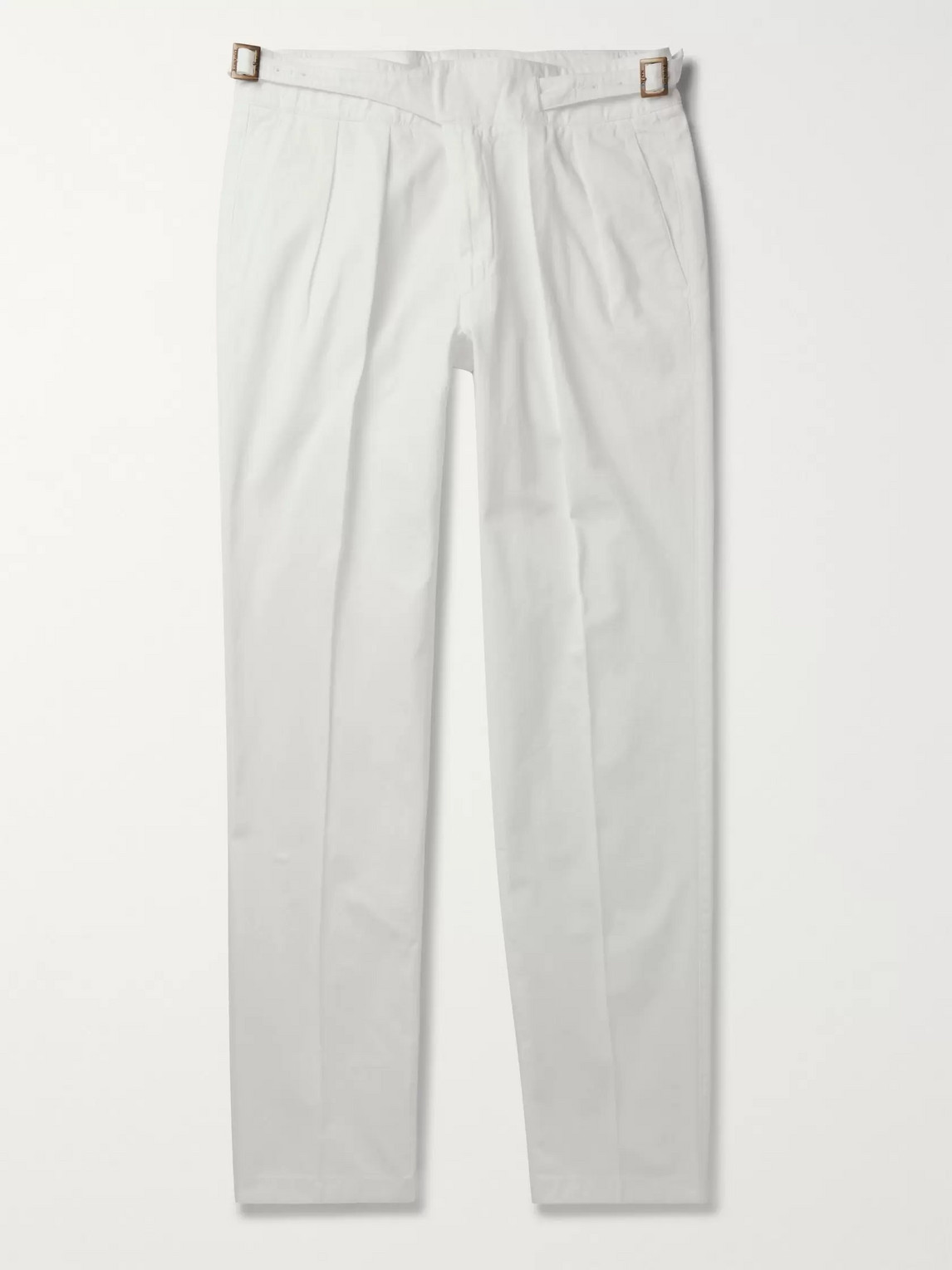 Rubinacci Manny Tapered Pleated Cotton-twill Trousers In White