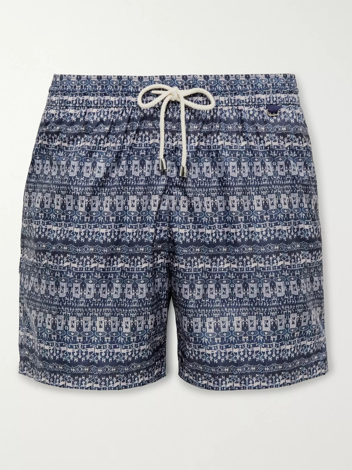 Rubinacci Mid-length Printed Swim Shorts In Blue