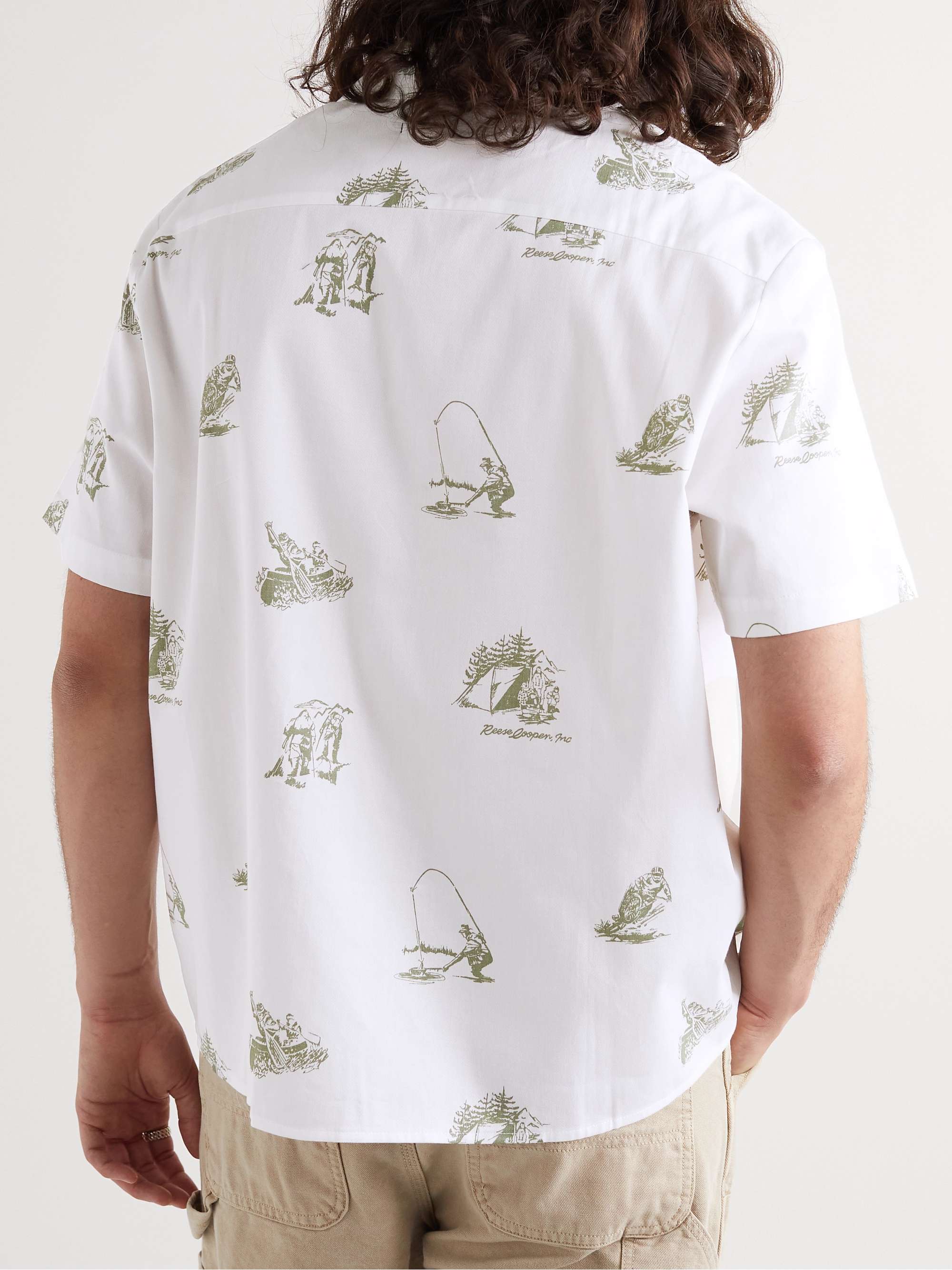 REESE COOPER® Camp-Collar Printed Cotton-Poplin Shirt