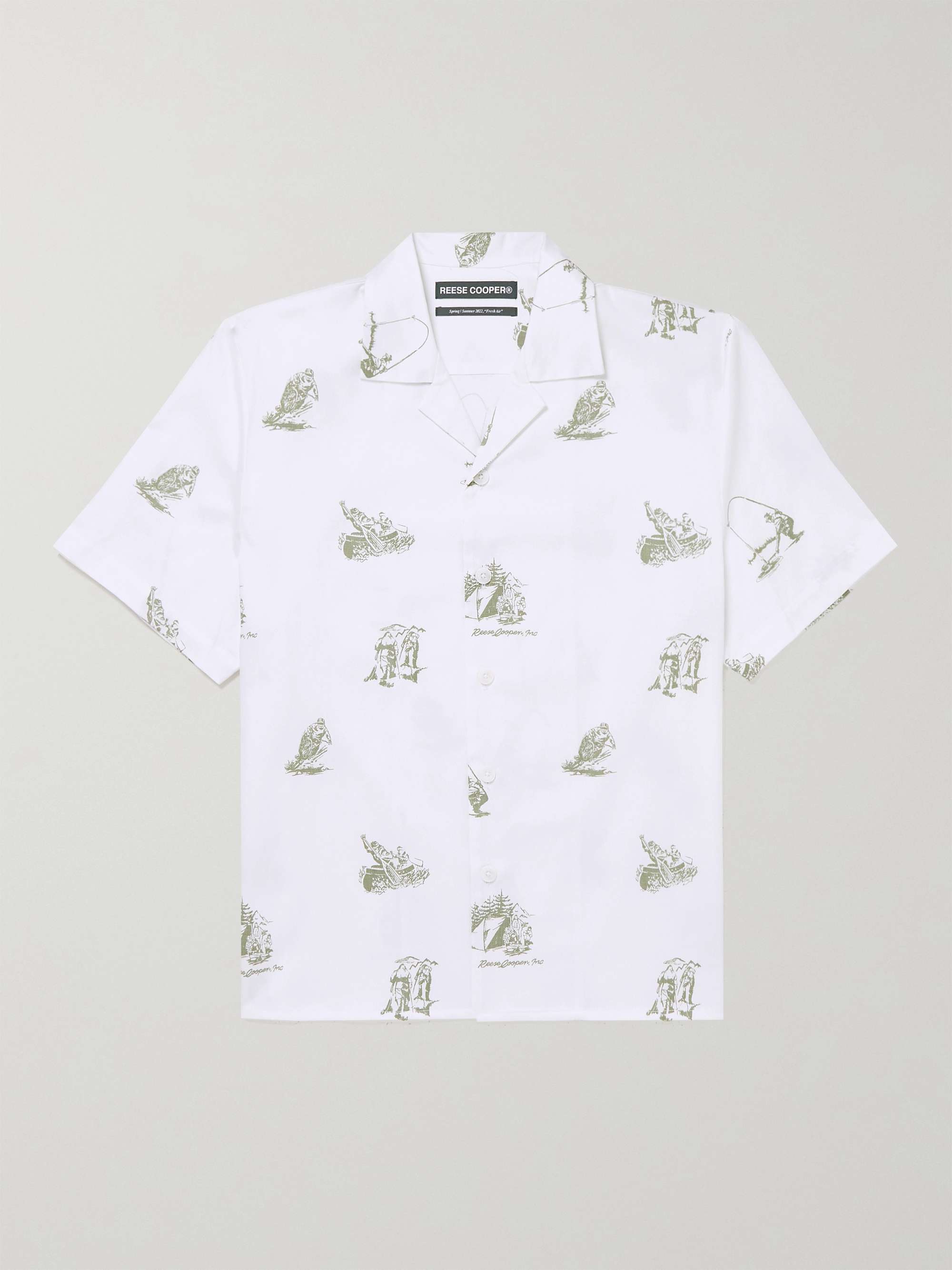 REESE COOPER® Camp-Collar Printed Cotton-Poplin Shirt