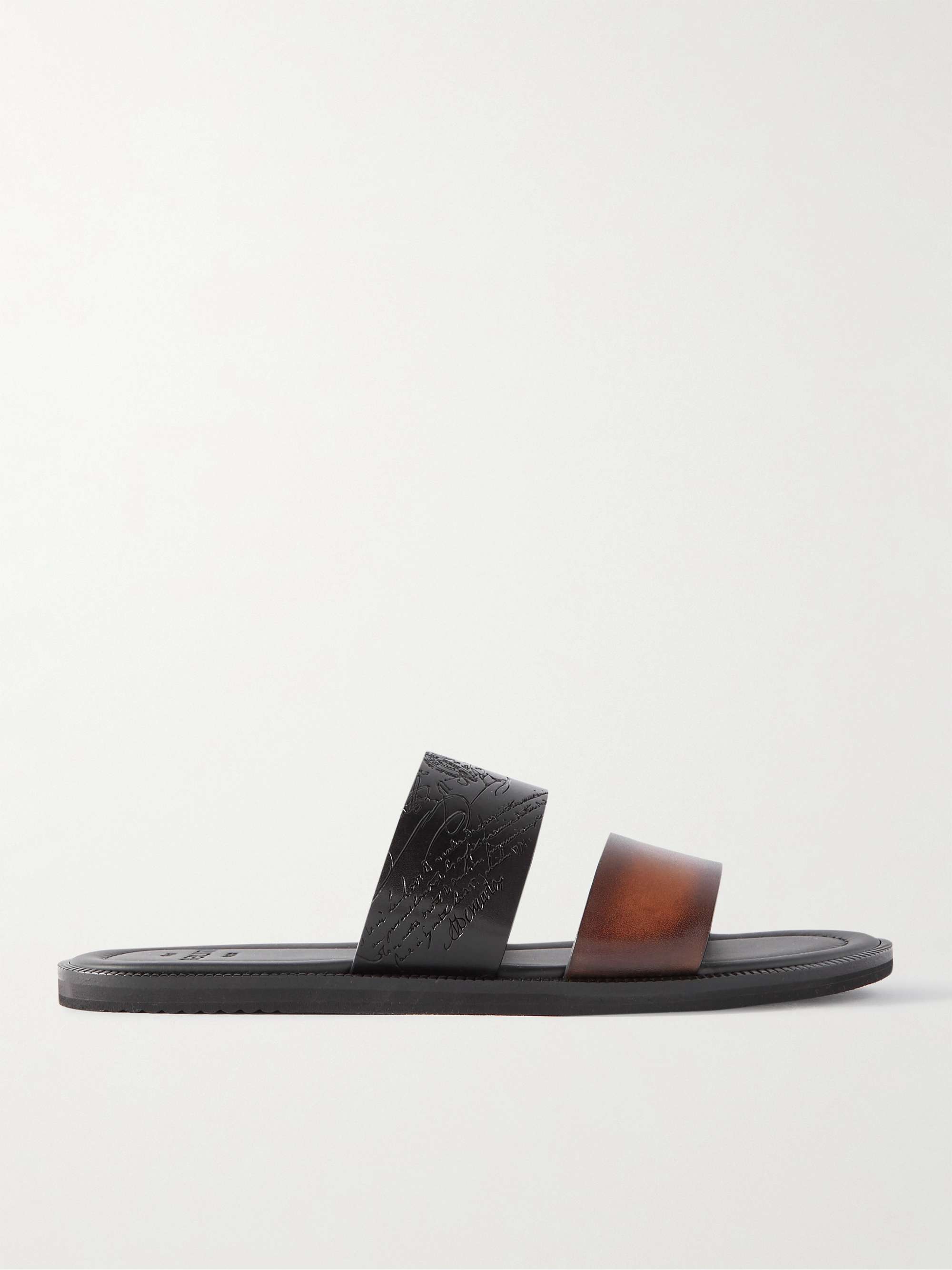 BERLUTI Debossed Venezia Leather Sandals