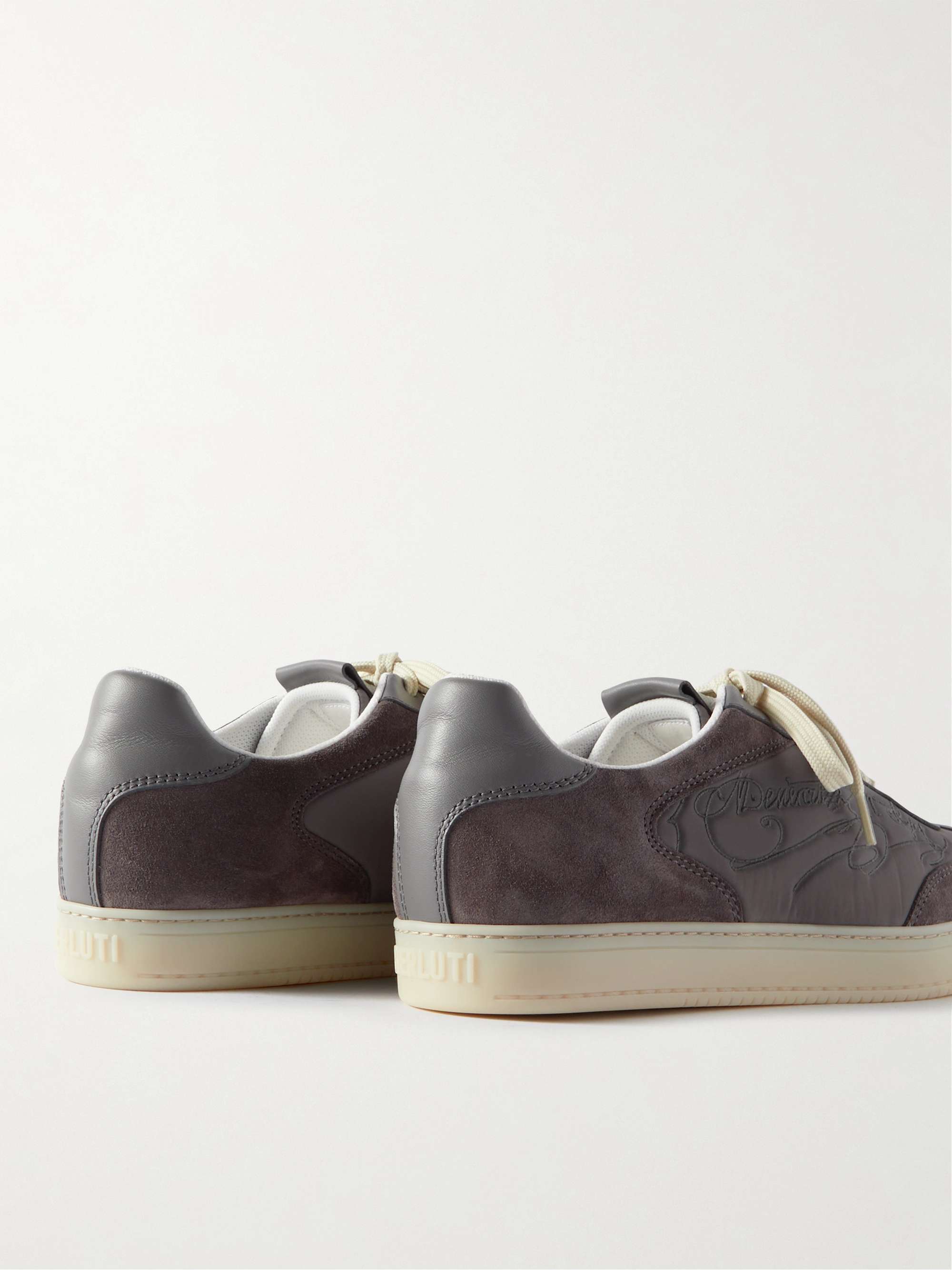 BERLUTI Scritto Leather-Trimmed Shell and Suede Sneakers