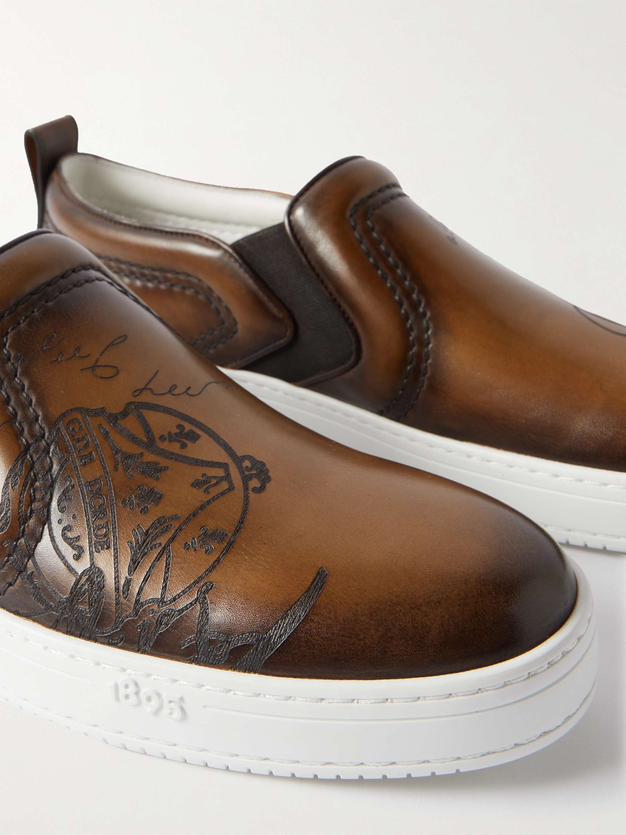 BERLUTI Scritto Venezia Leather Slip-On Sneakers