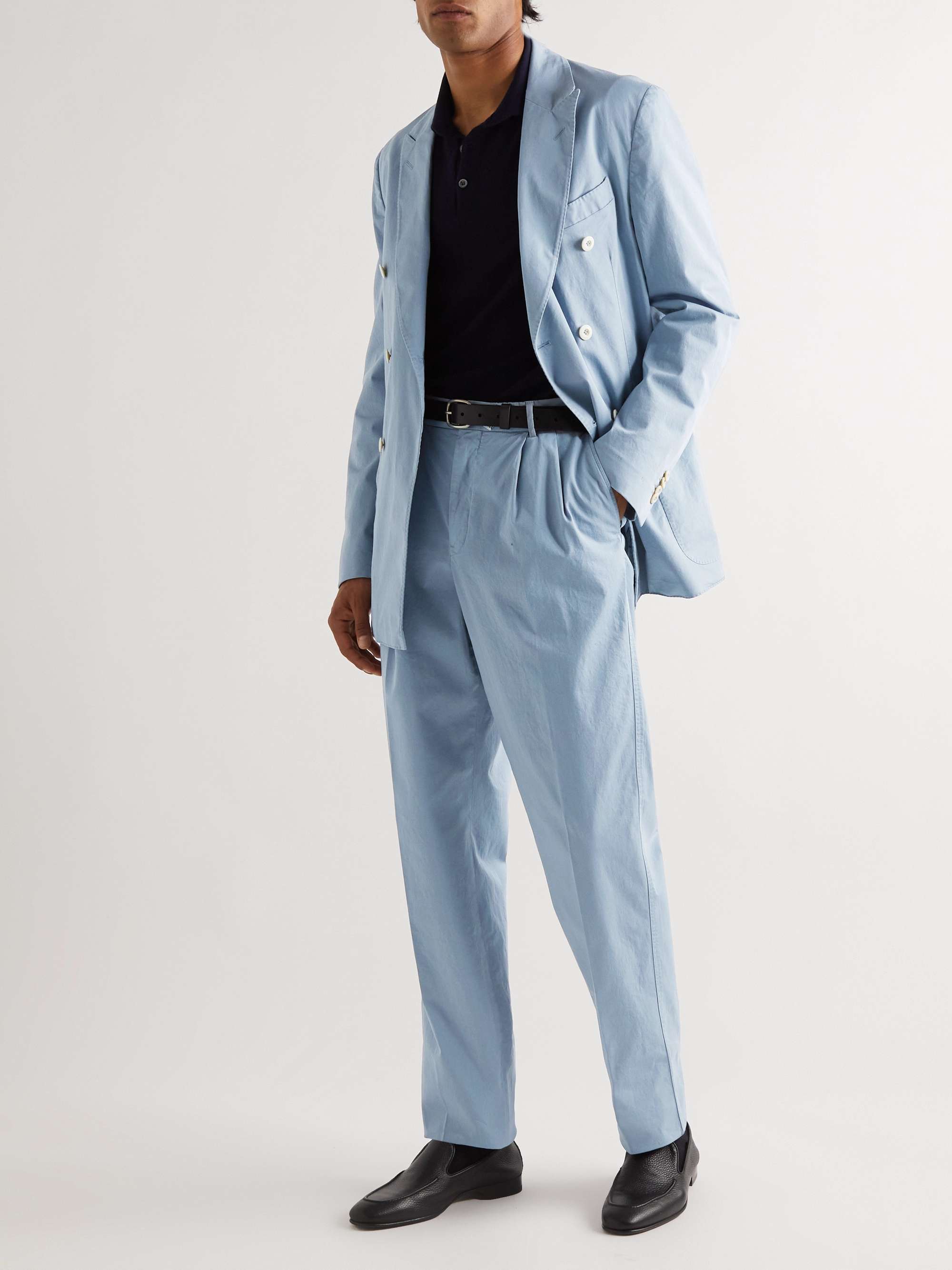 CARUSO Panarea Straight-Leg Pleated Cotton-Blend Twill Suit Trousers