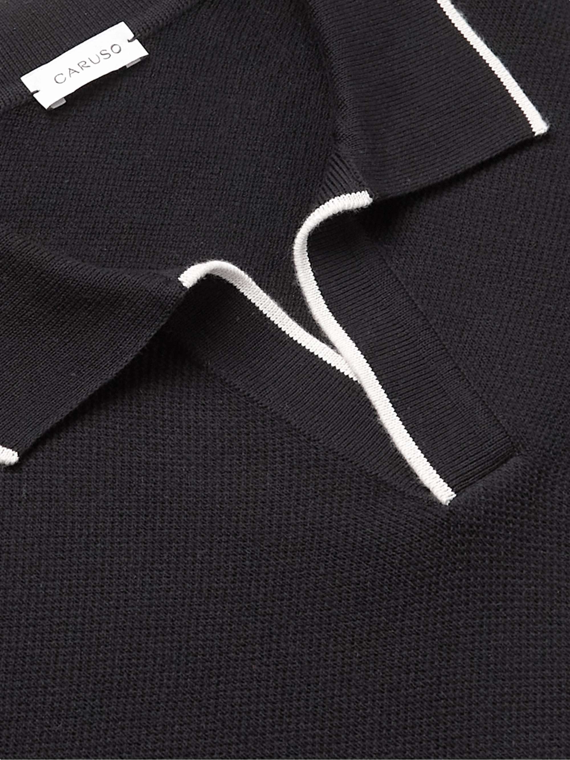 CARUSO Contrast-Tipped Cotton-Piqué Polo Shirt