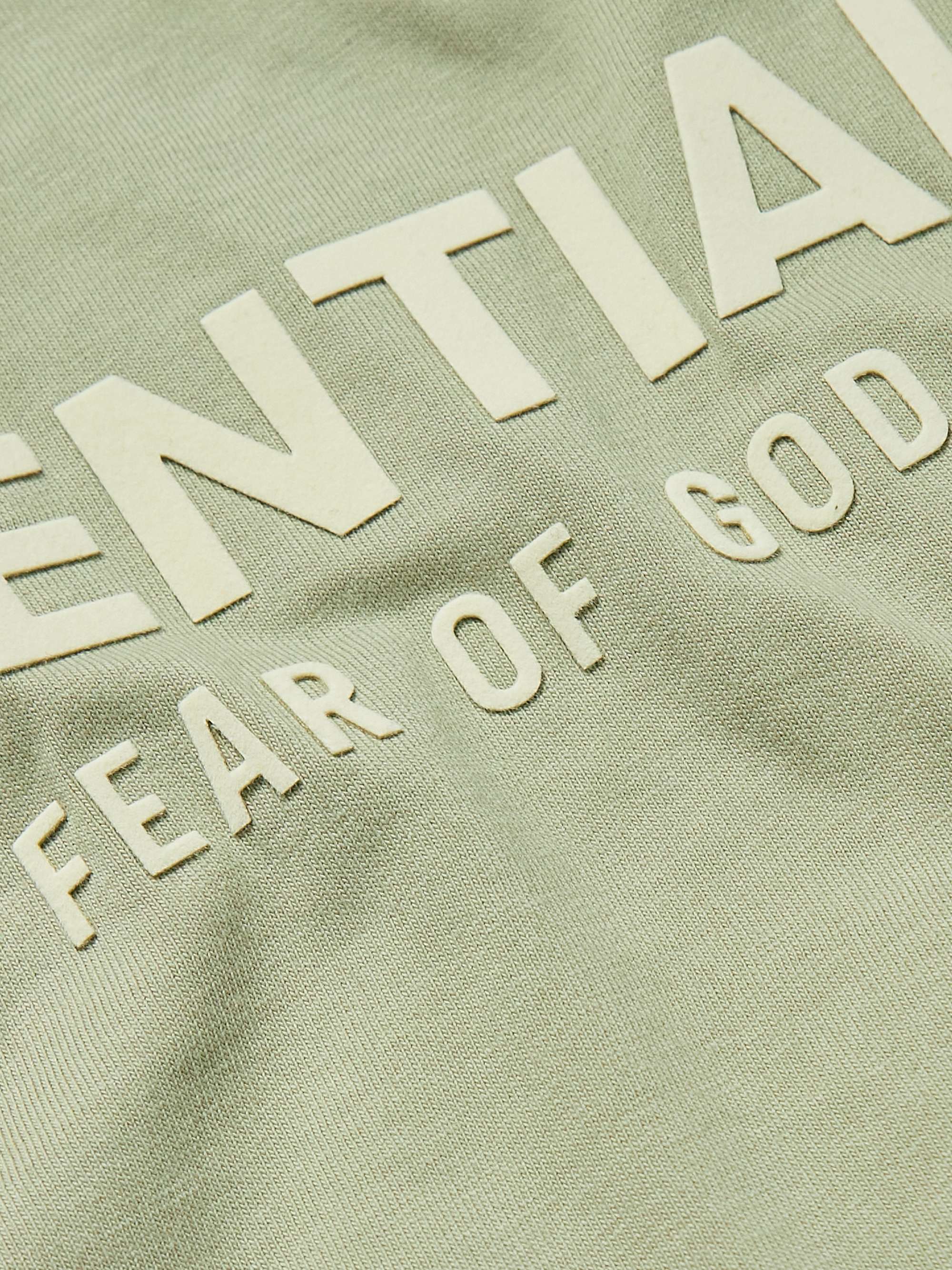 Green Logo-Flocked Cotton-Jersey Mock-Neck T-Shirt | FEAR OF GOD ...
