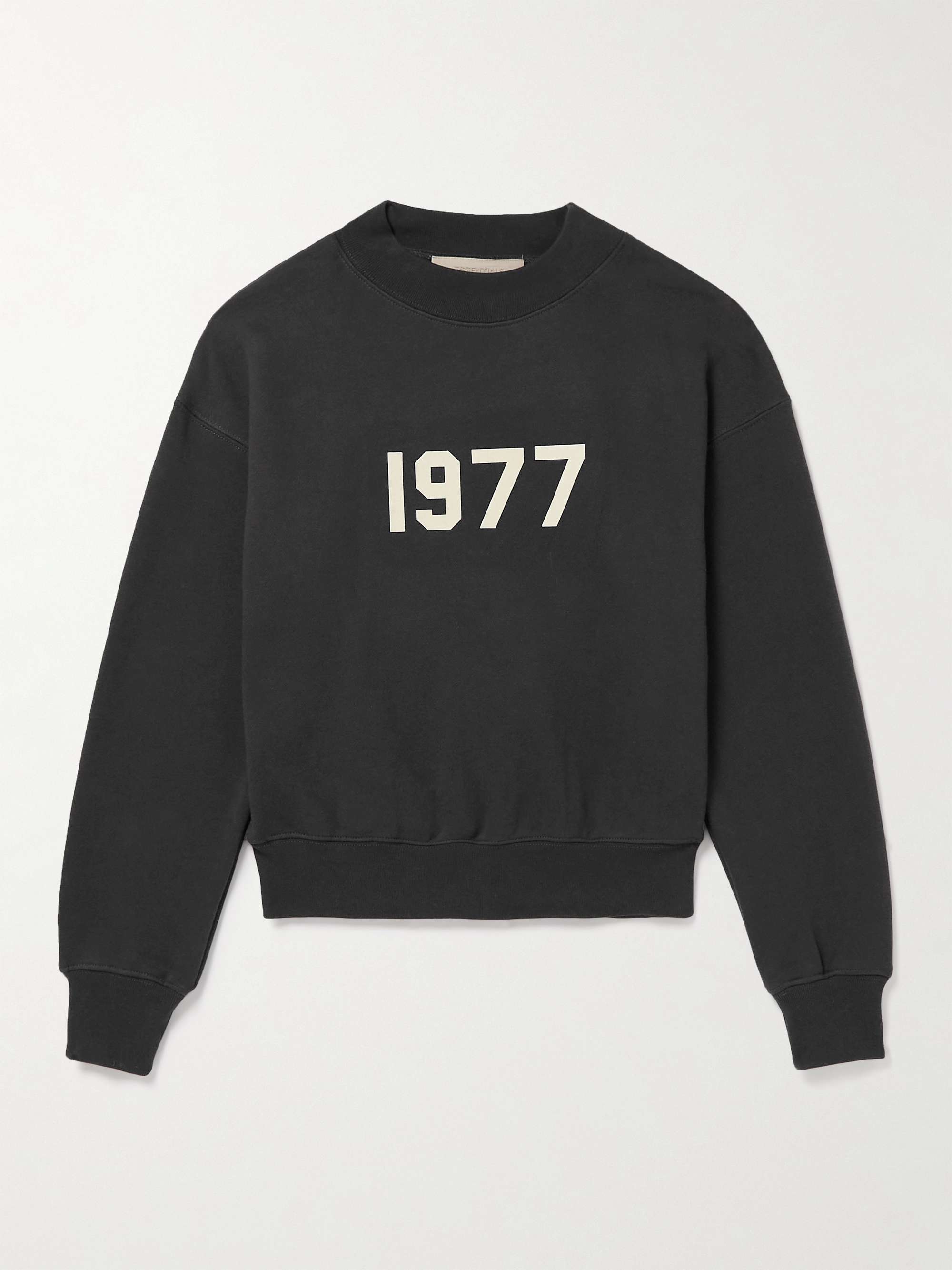 [SPRING 2022 컬렉션] 피어오브갓 에센셜 키즈 맨투맨 FEAR OF GOD ESSENTIALS KIDS Logo-Flocked Cotton-Blend Jersey Sweatshirt,Charcoal