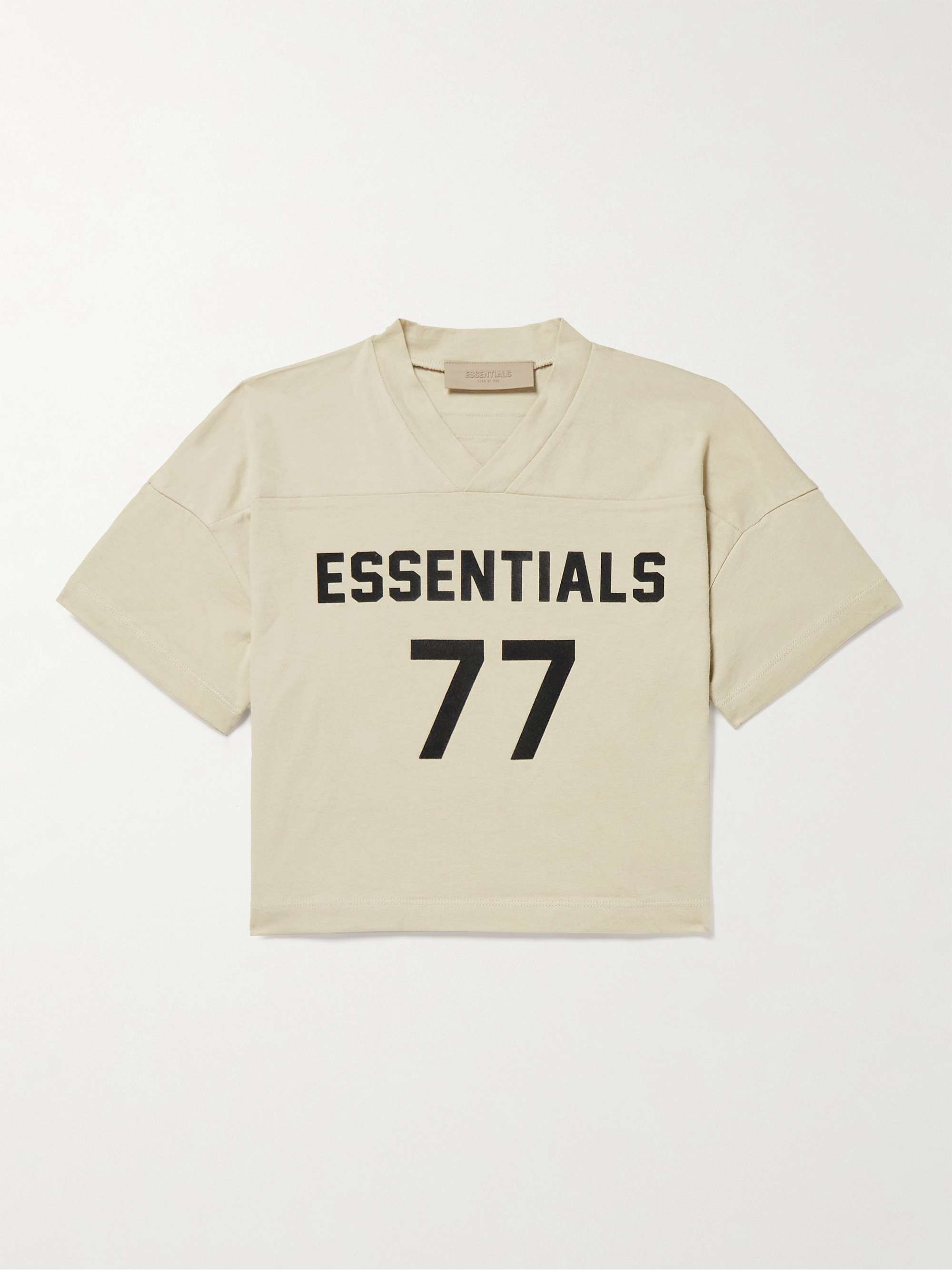 [SPRING 2022 컬렉션] 피어오브갓 에센셜 키즈 티셔츠 FEAR OF GOD ESSENTIALS KIDS Logo-Flocked Cotton-Jersey T-Shirt,Ecru