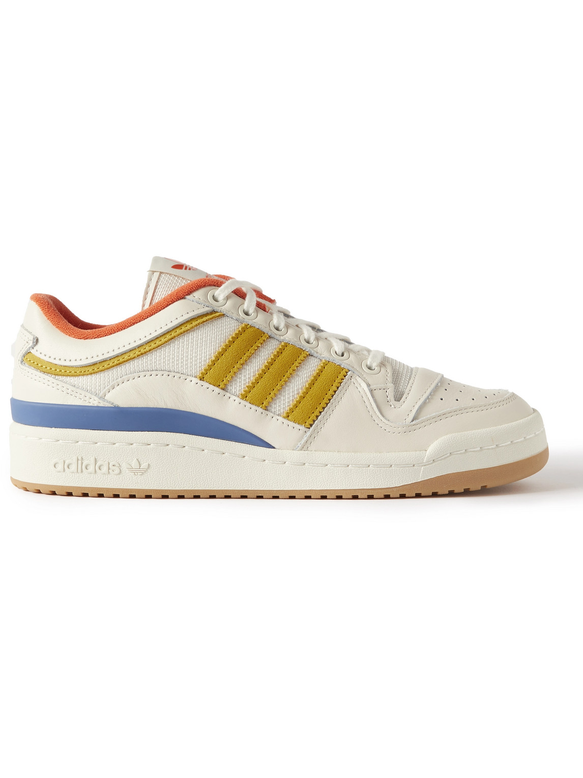 ADIDAS CONSORTIUM WOOD WOOD FORUM LOW LEATHER, MESH AND SUEDE SNEAKERS