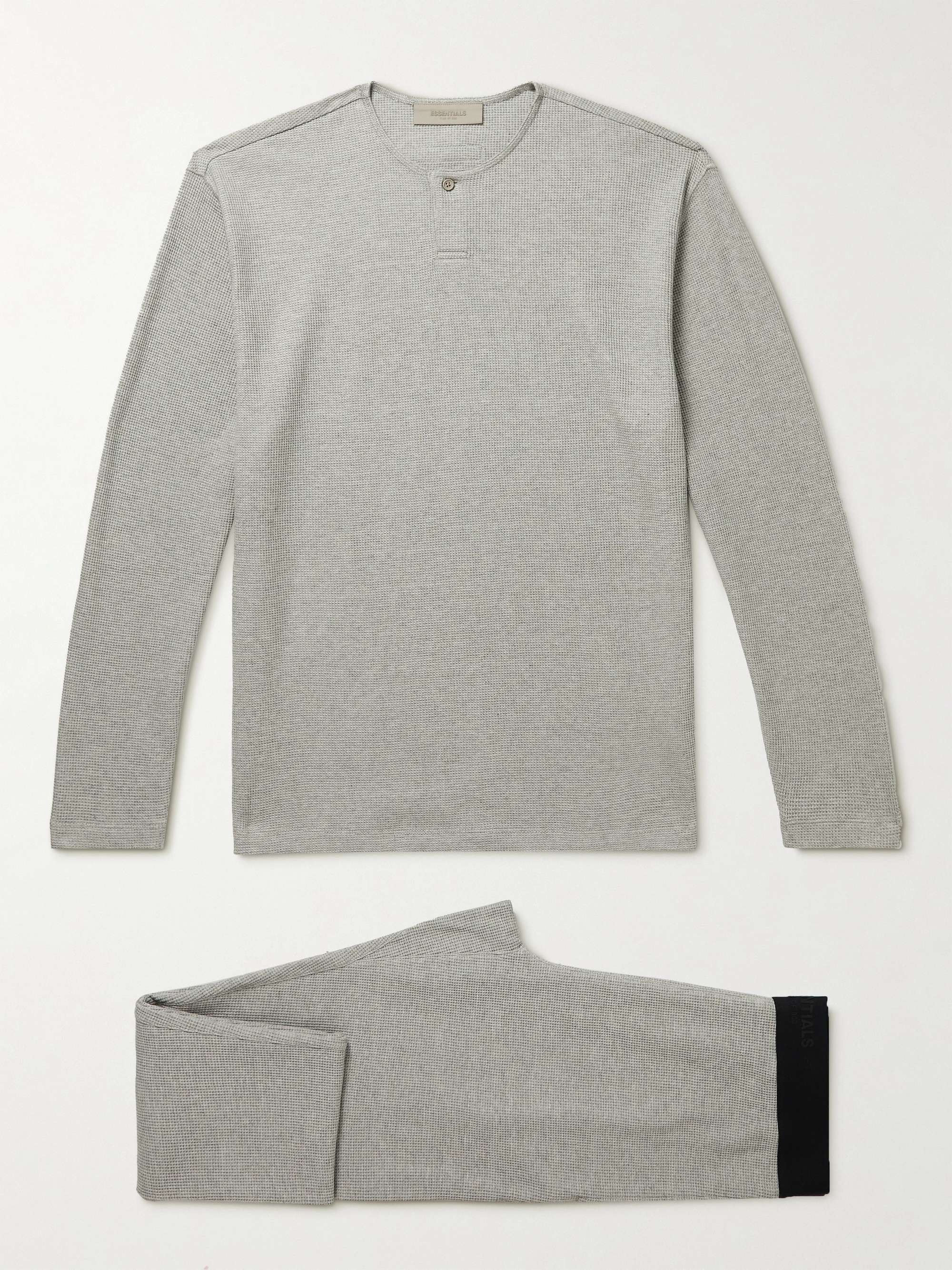 피어오브갓 에센셜 와플 니트 파자마 세트 ESSENTIALS Waffle-Knit Cotton-Blend Pyjama Set,Gray