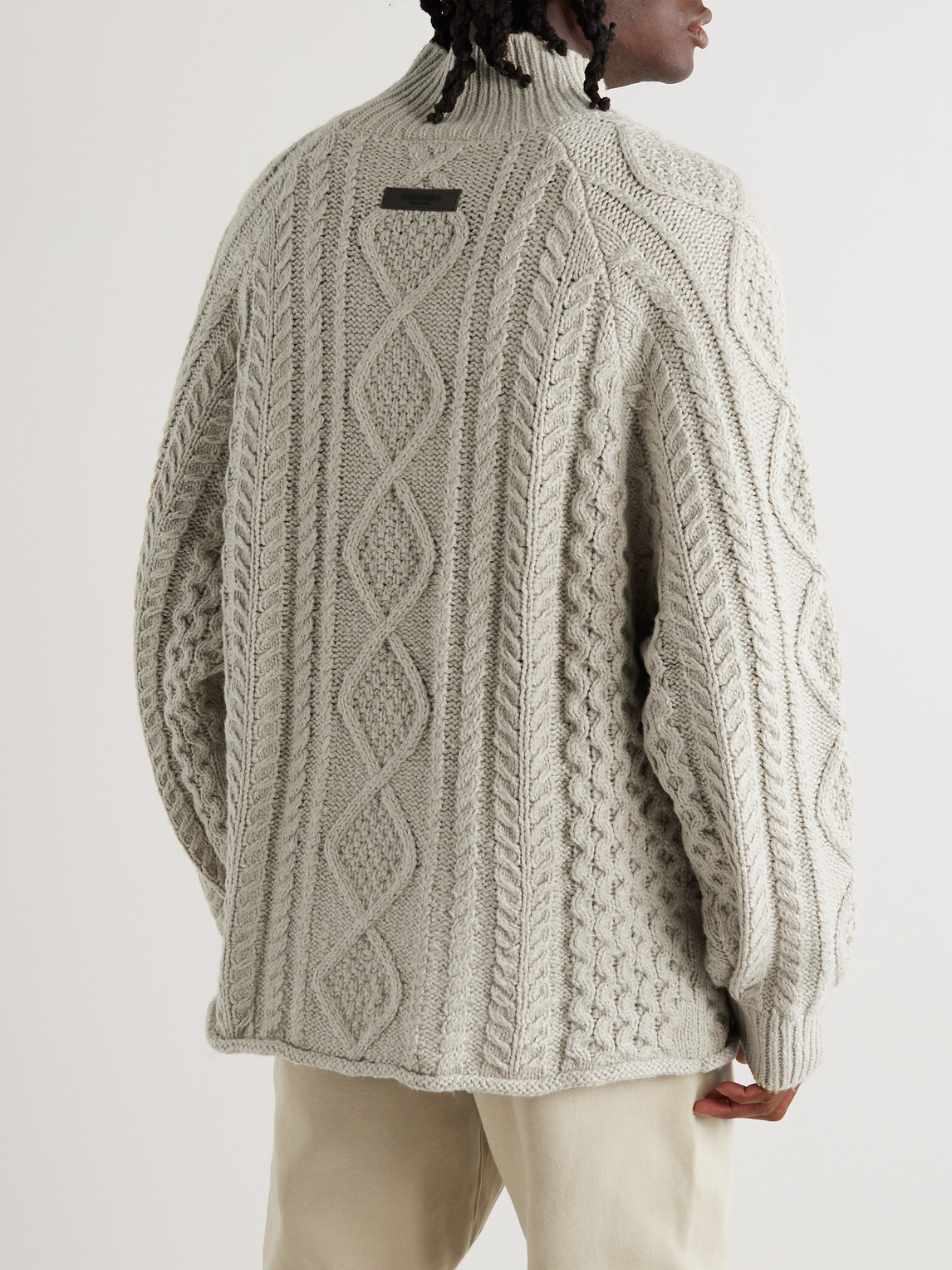 Essentials Logo-appliquéd Cable-knit Cotton-blend Rollneck Sweater In ...
