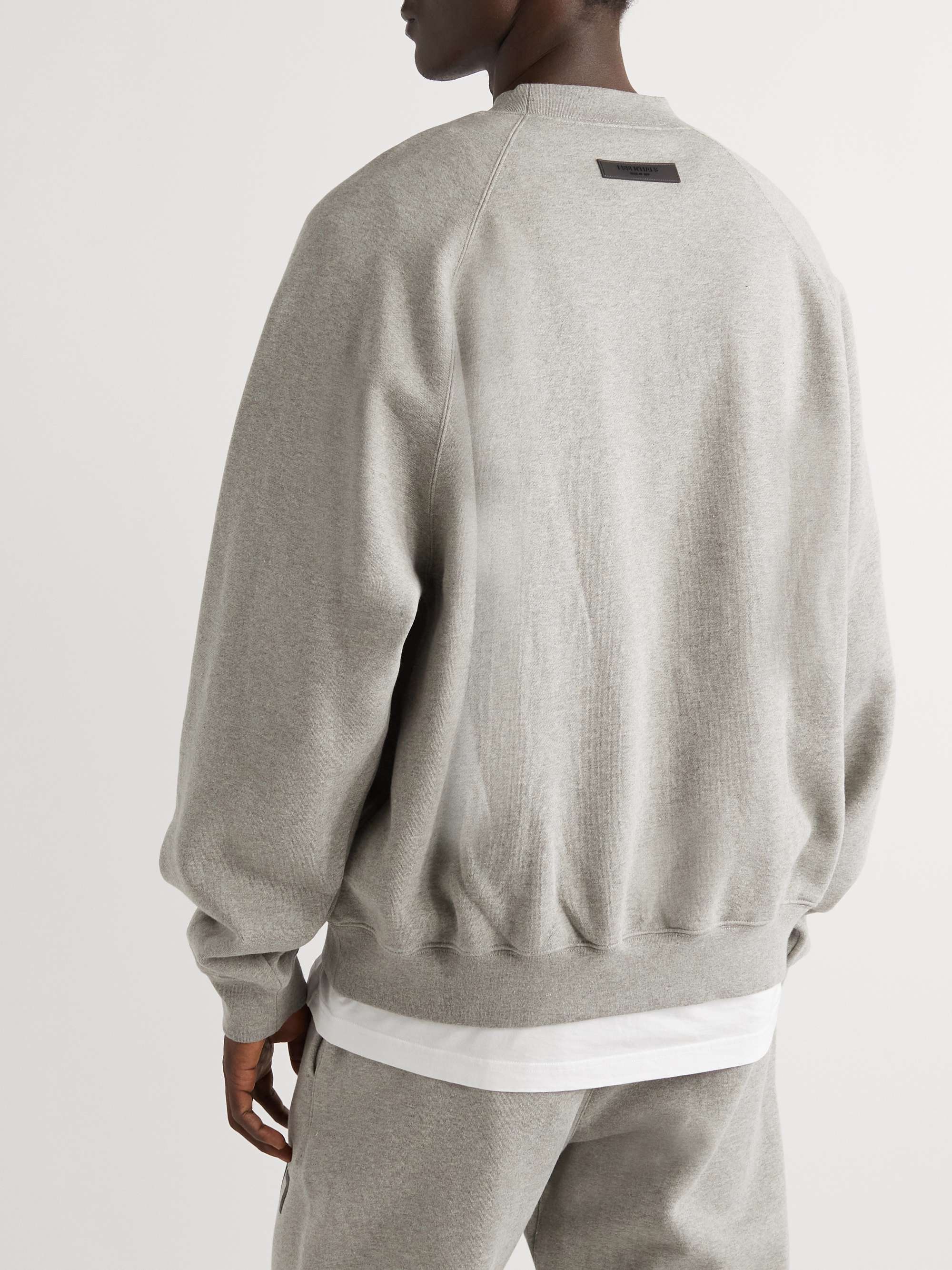 Gray Logo-Flocked Cotton-Blend Jersey Sweatshirt | FEAR OF GOD 