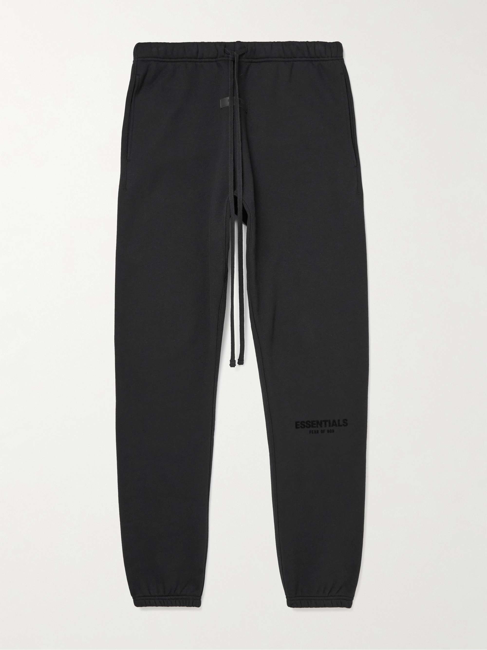 FEAR OF GOD ESSENTIALS Tapered Logo-Flocked Cotton-Blend Jersey Sweatpants