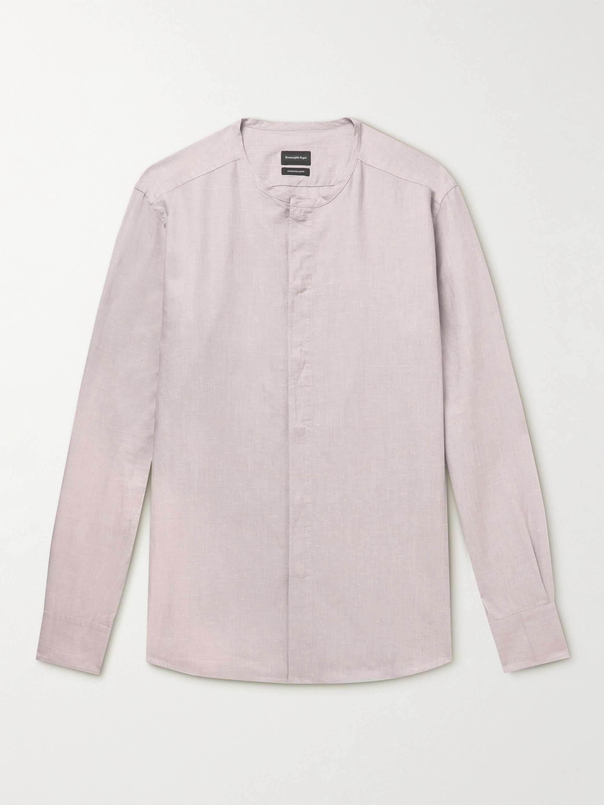 ZEGNA Collarless Cotton, Linen and Silk-Blend Shirt