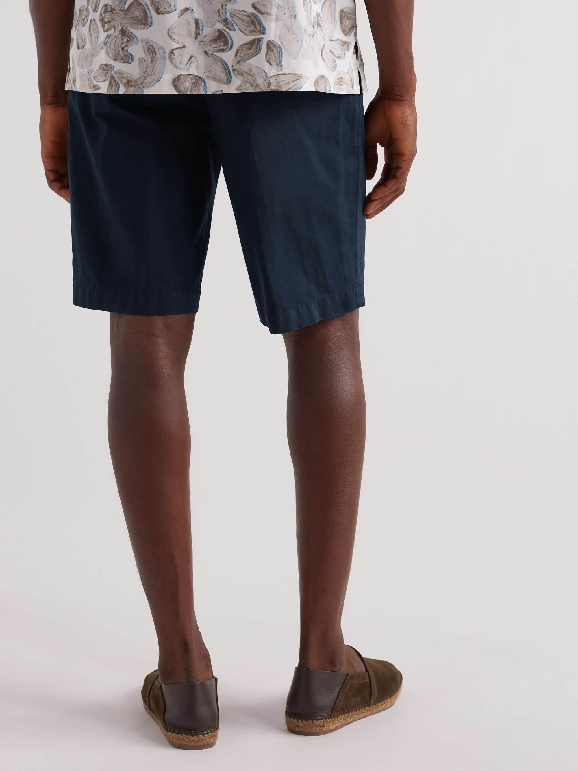 ZEGNA Straight-Leg Pleated Cotton and Linen-Blend Twill Shorts