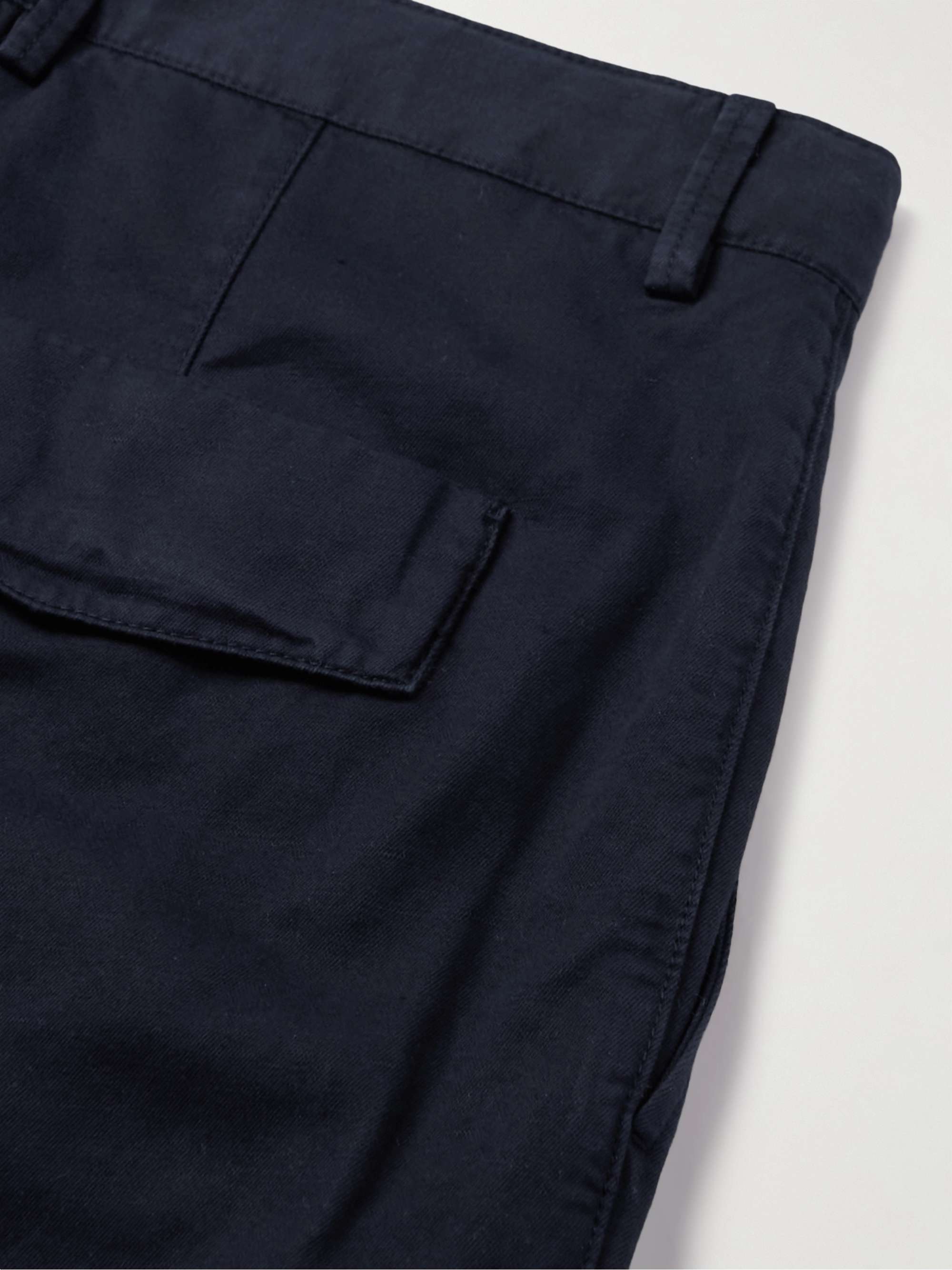 ZEGNA Straight-Leg Pleated Cotton and Linen-Blend Twill Shorts
