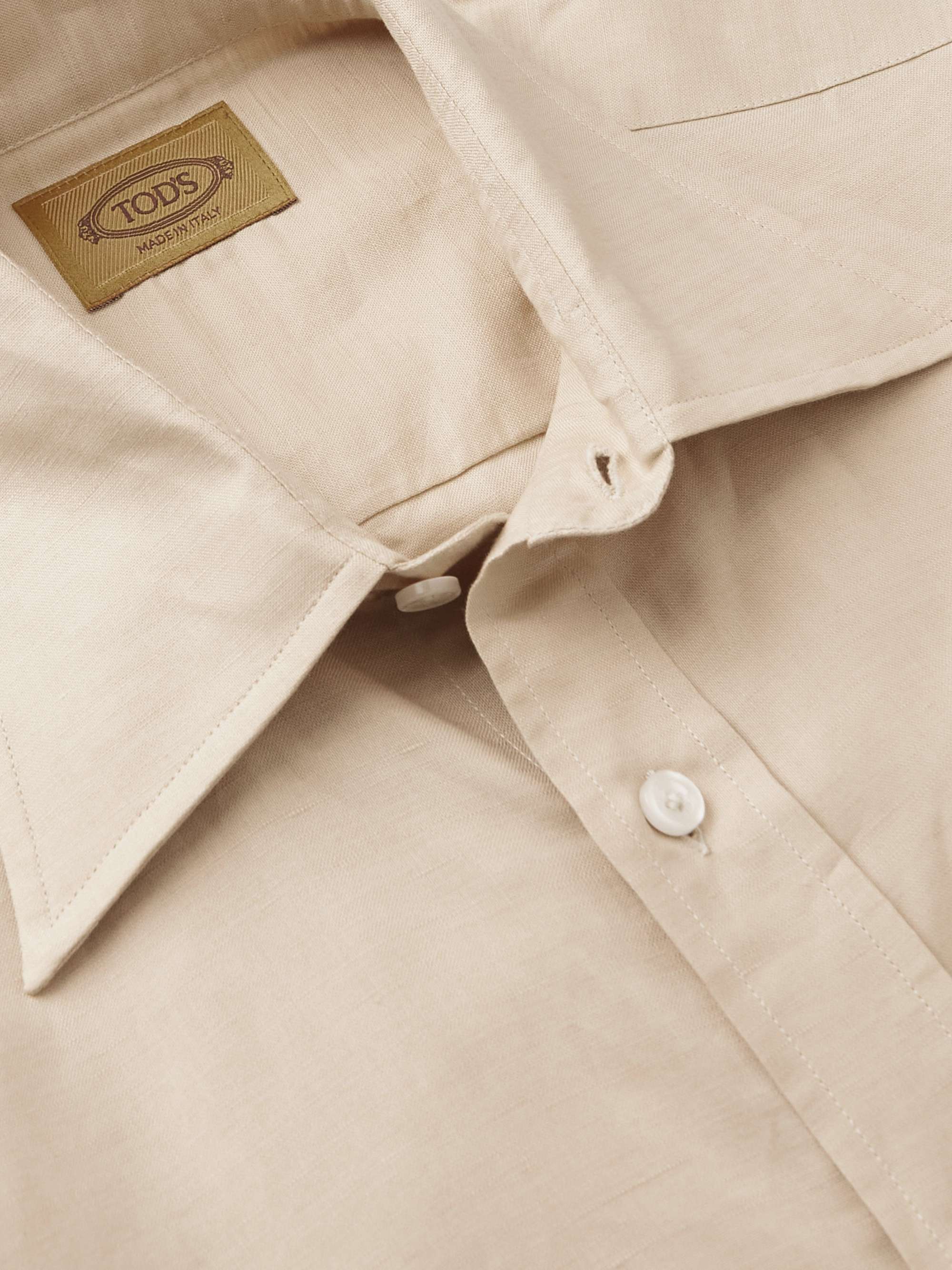 TOD'S Logo-Embroidered Linen and Cotton-Blend Shirt