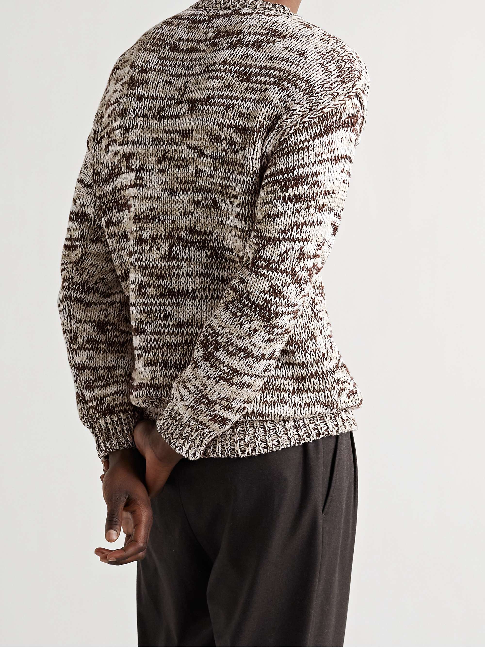 TOD'S Leather-Trimmed Cotton Sweater