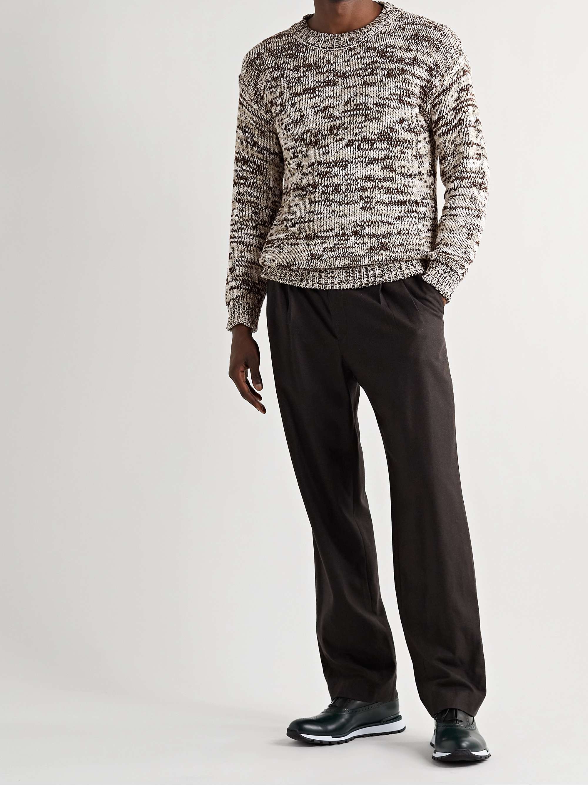 TOD'S Leather-Trimmed Cotton Sweater