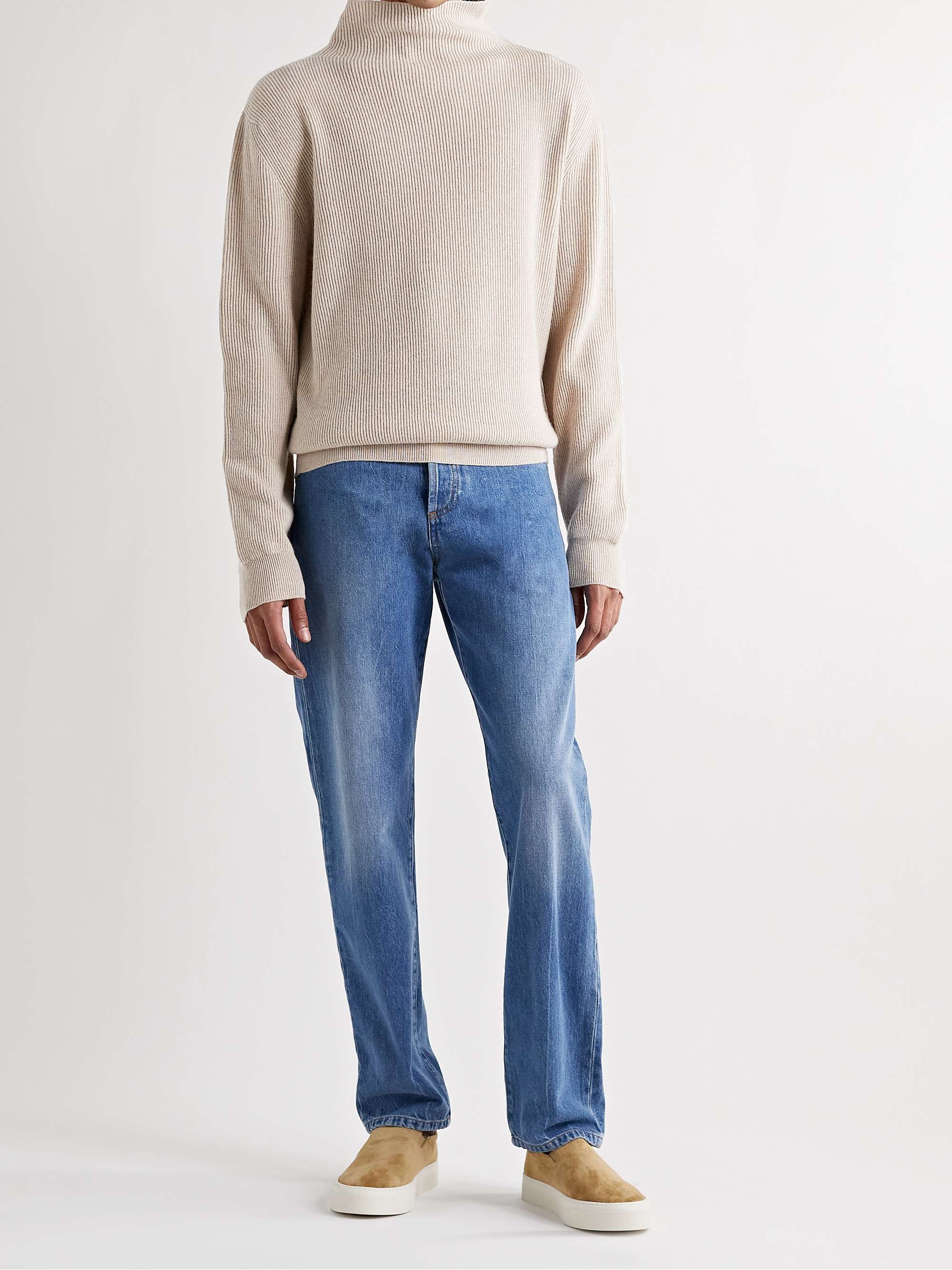 THE ROW Daniel Ribbed Cashmere Rollneck Sweater