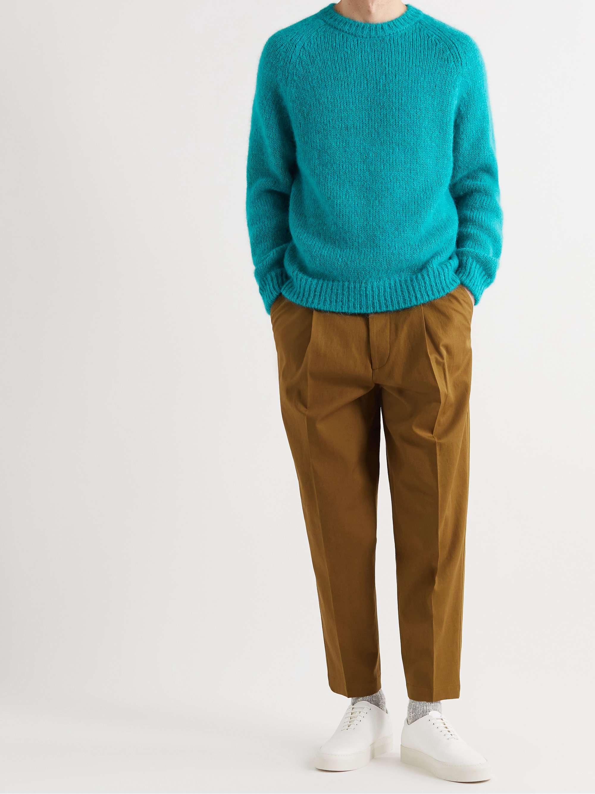 TOD'S Tapered Pleated Cotton and Linen-Blend Twill Trousers