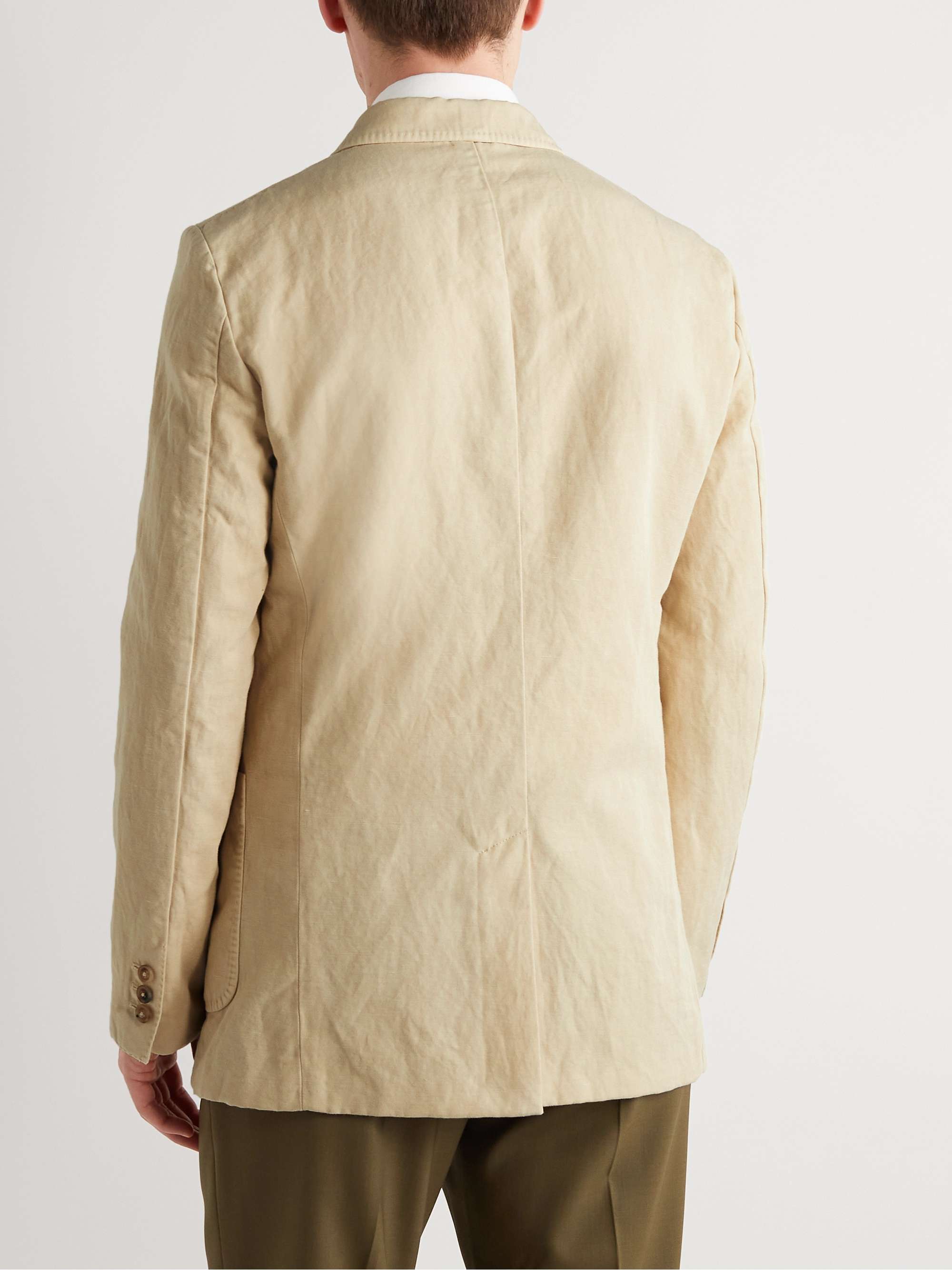 TOD'S Garment-Dyed Cotton and Linen-Blend Twill Blazer