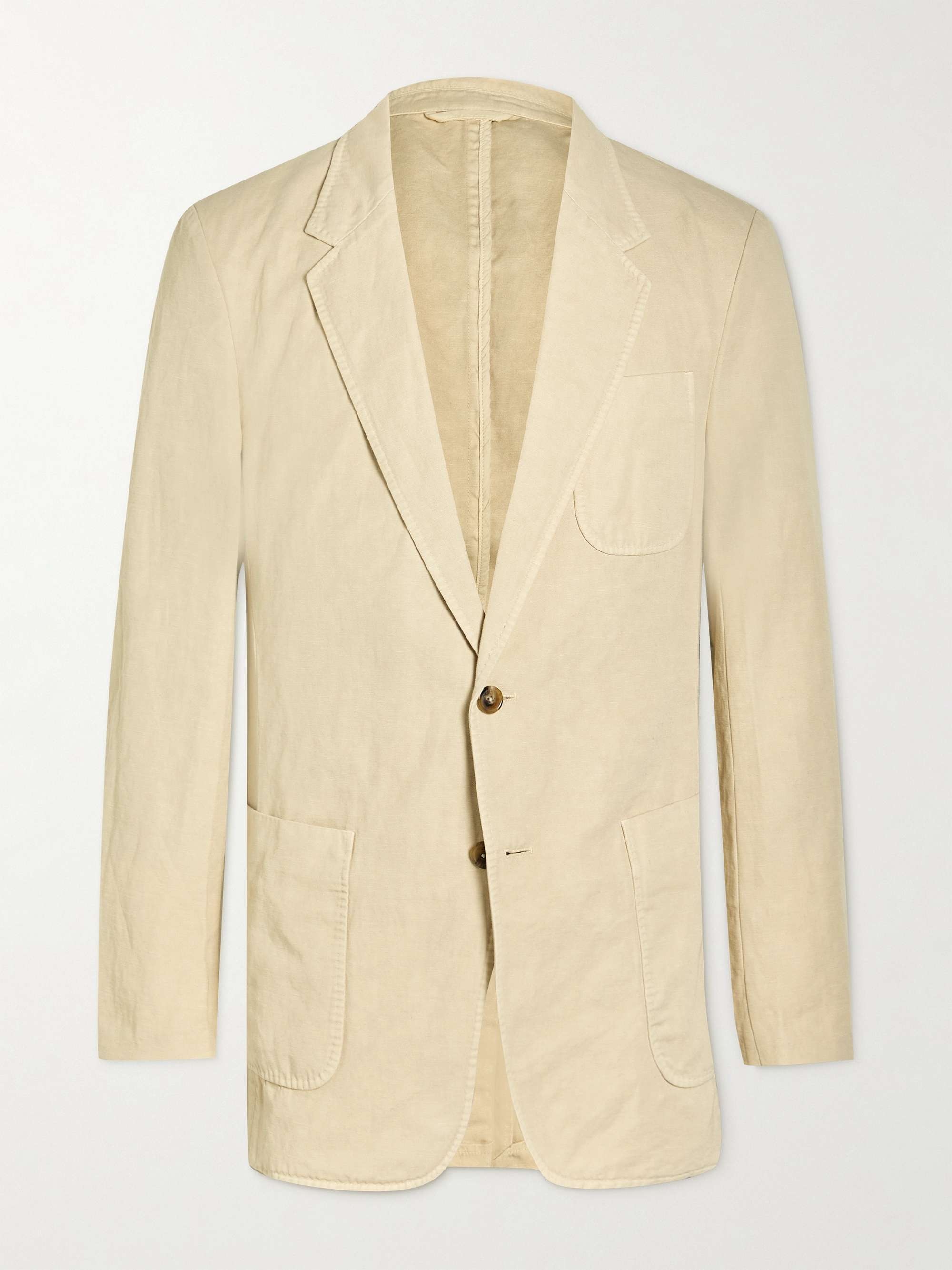 TOD'S Garment-Dyed Cotton and Linen-Blend Twill Blazer