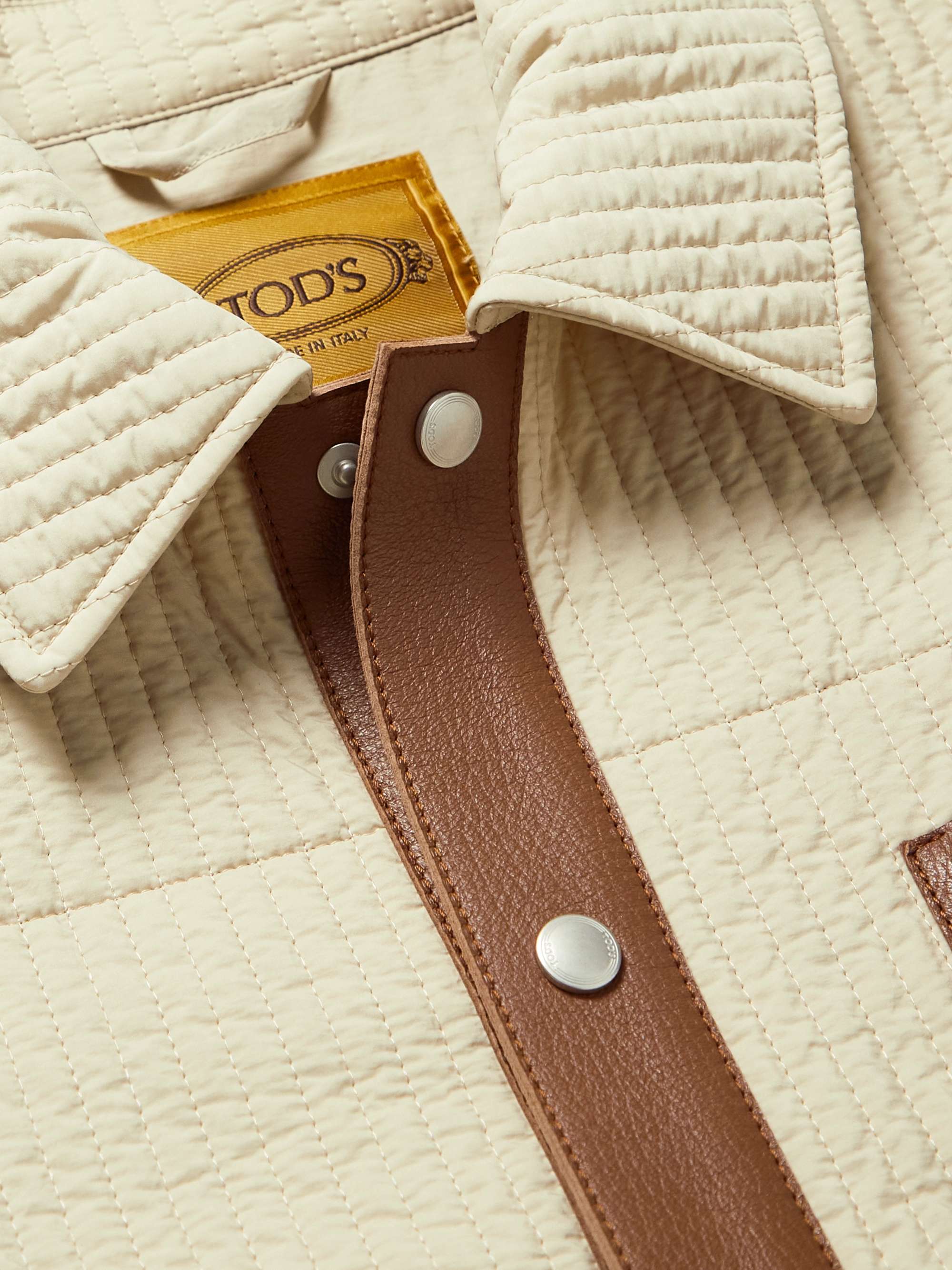 TOD'S Leather-Trimmed Quilted Shell Jacket