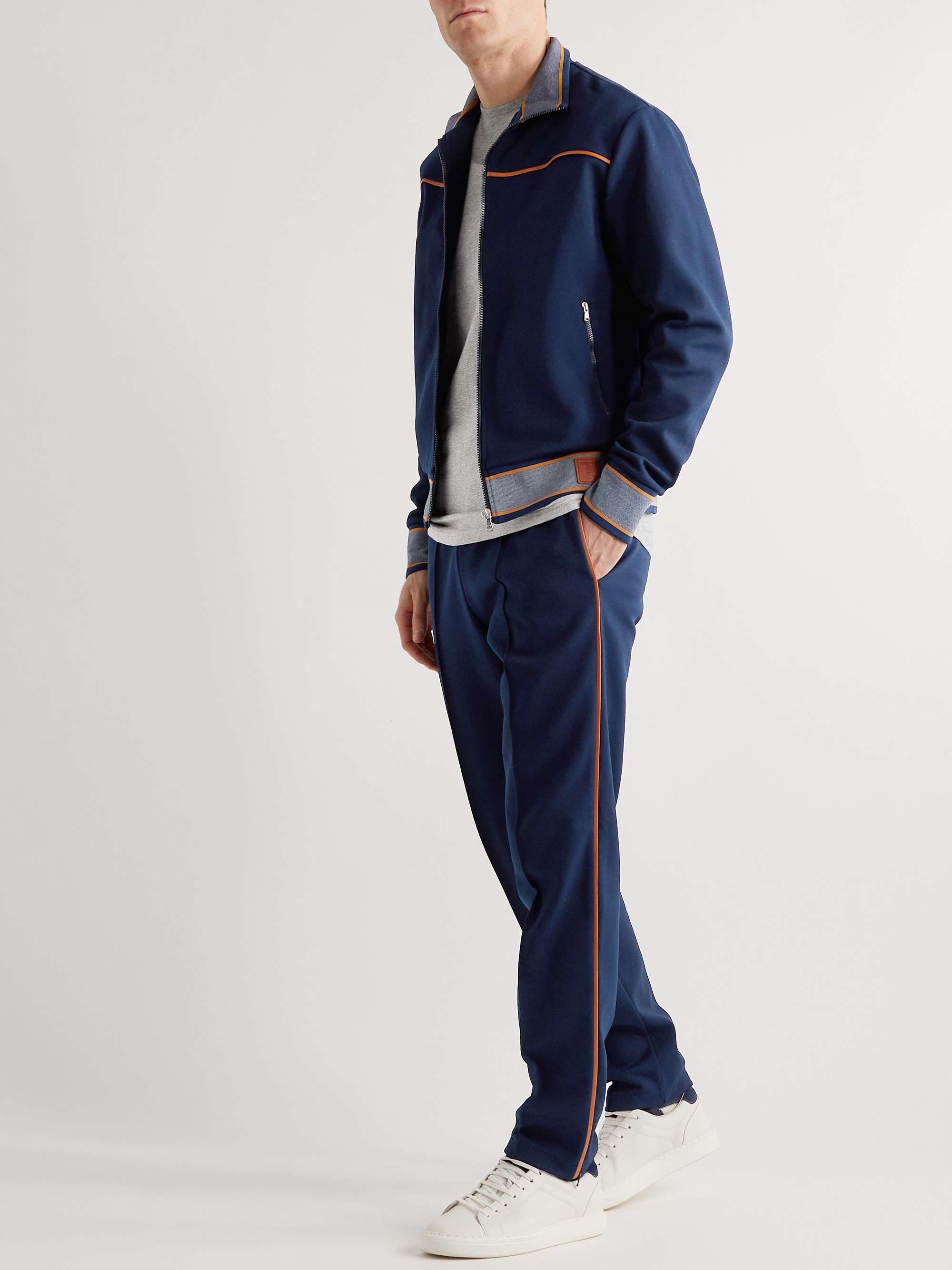 TOD'S Tapered Logo-Appliquéd Piped Technical Twill Sweatpants