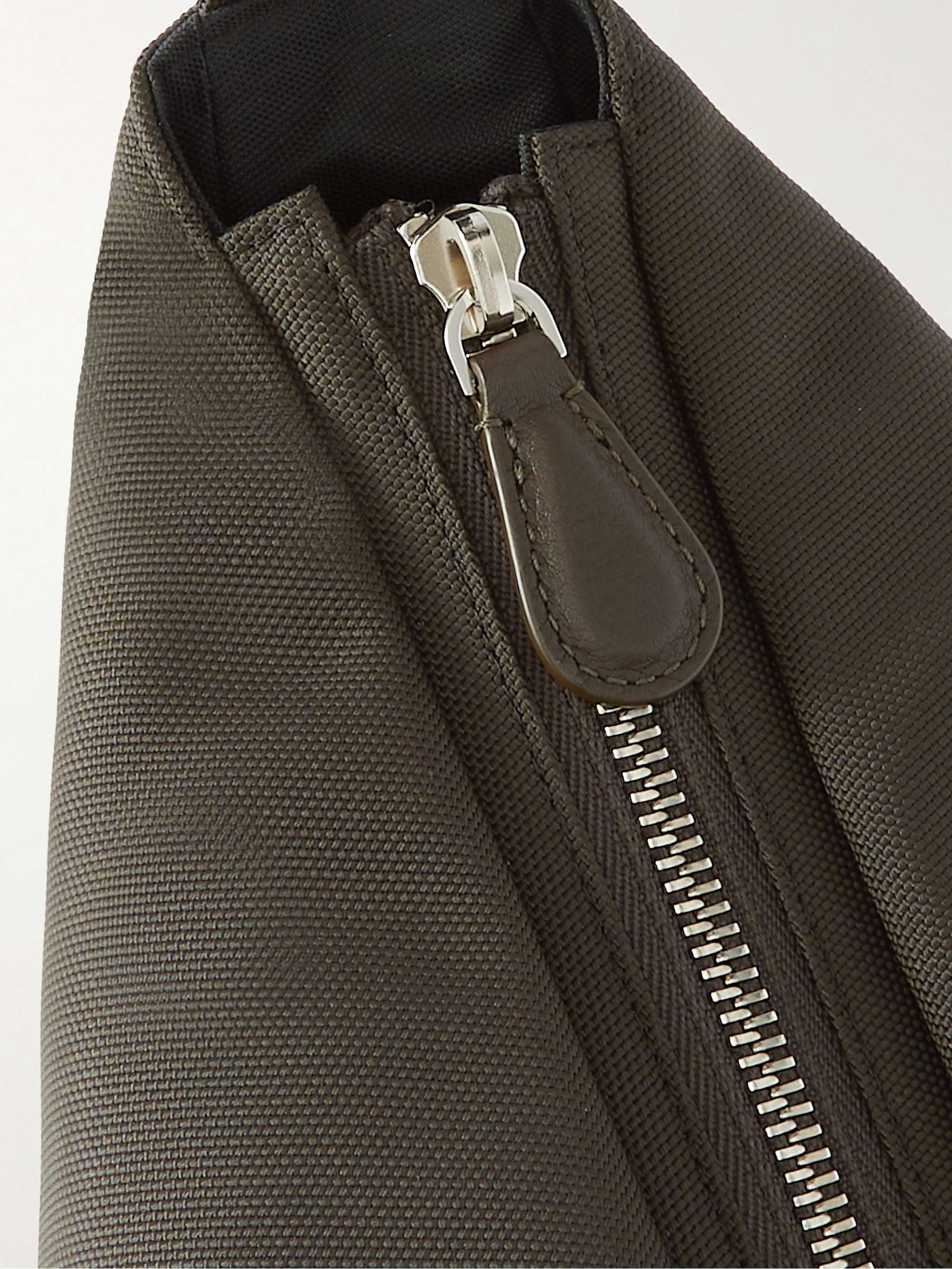 THE ROW Leather-Trimmed Nylon-Canvas Messenger Bag