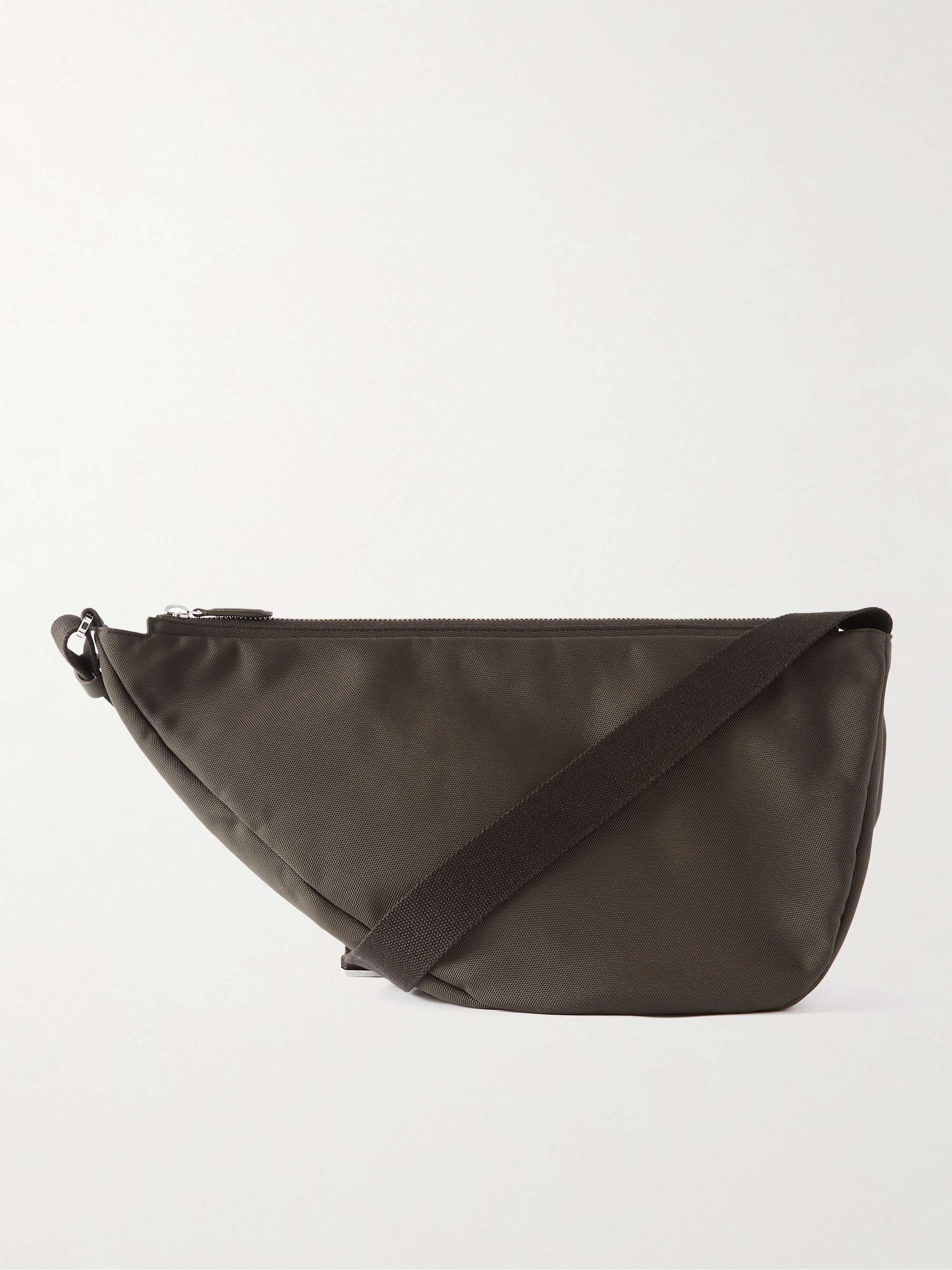 THE ROW Leather-Trimmed Nylon-Canvas Messenger Bag