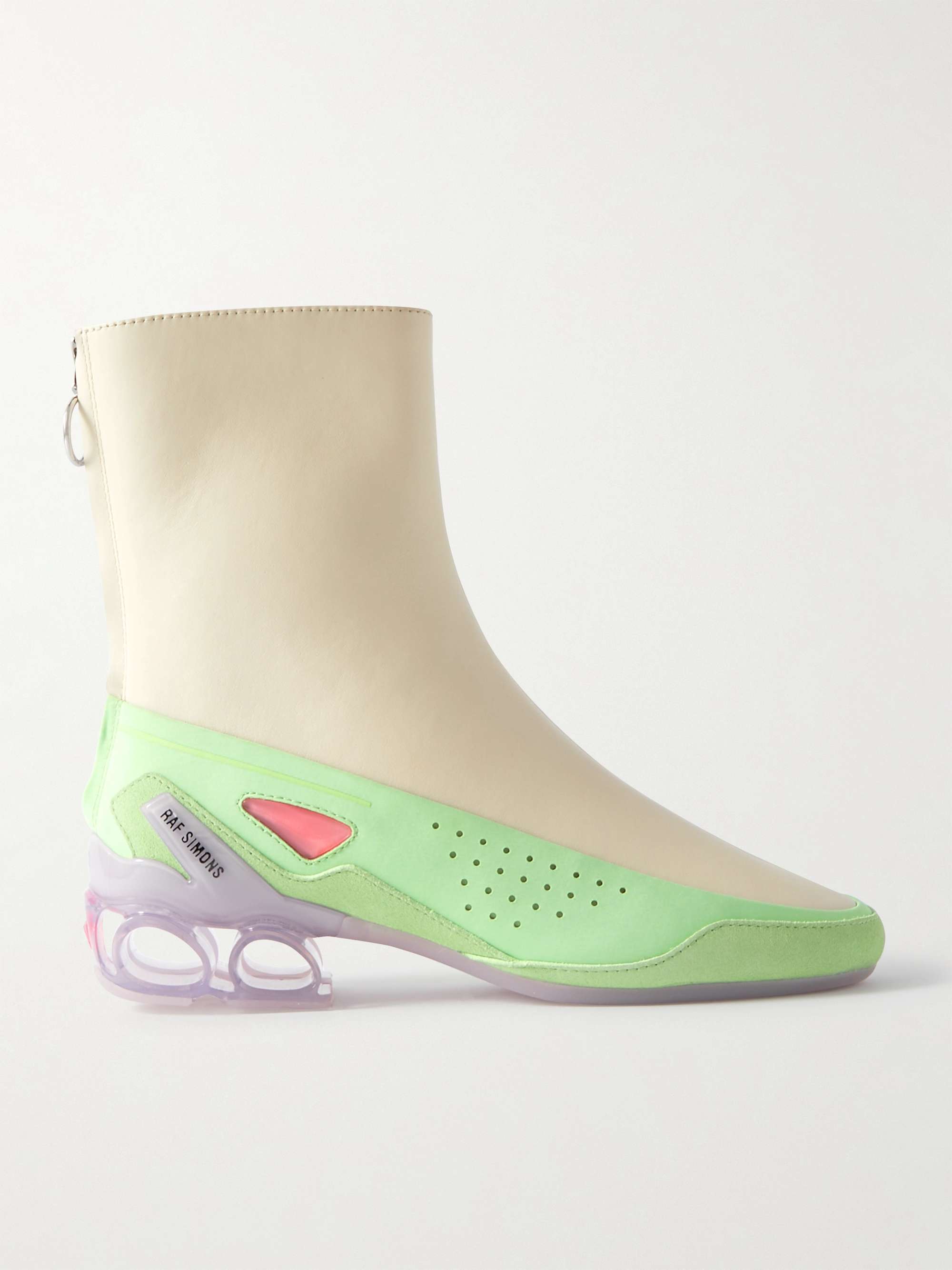 RAF SIMONS Cycloid-4 Nylon and Suede-Trimmed Leather Ankle Boots