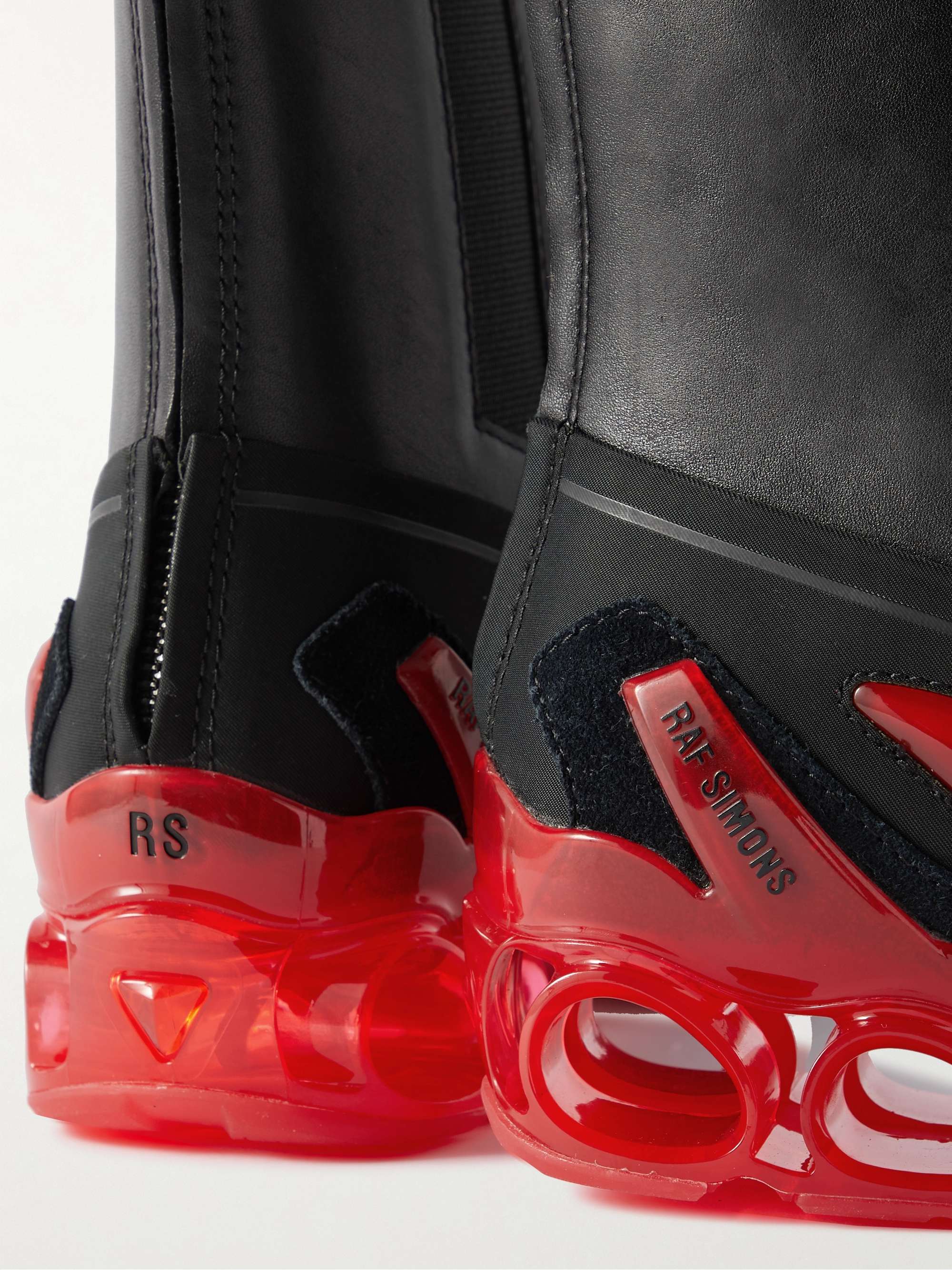 RAF SIMONS Cycloid-4 Nylon and Suede-Trimmed Leather Ankle Boots