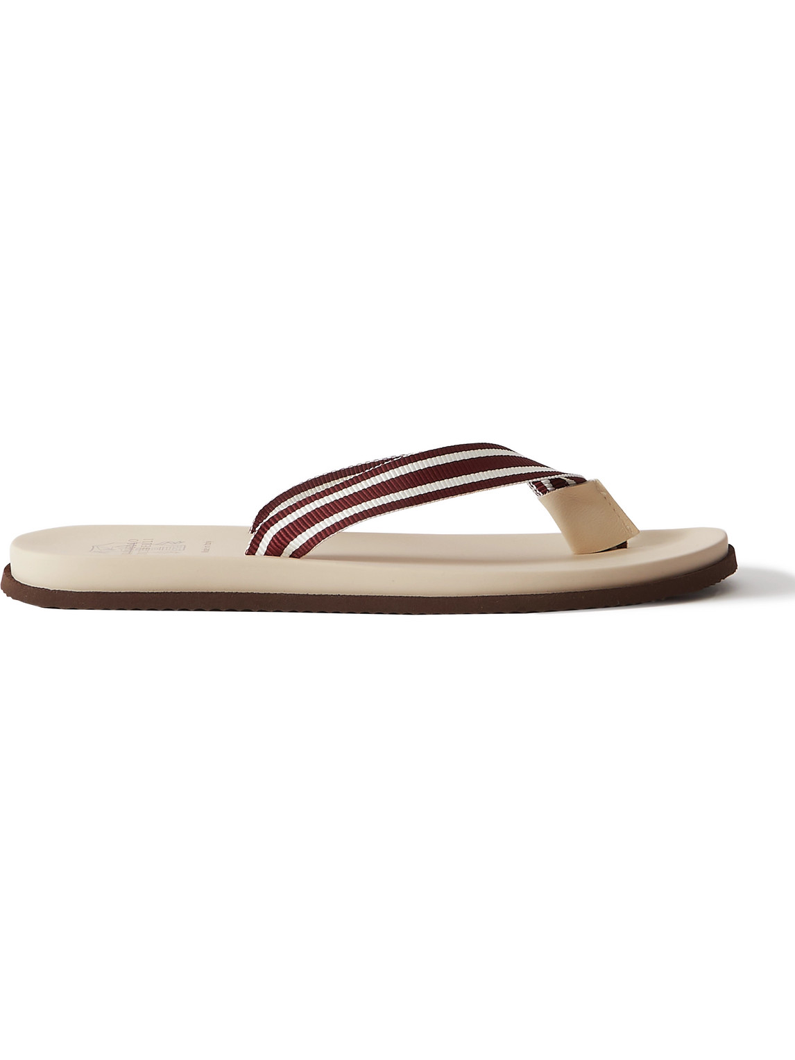 Leather-Trimmed Striped Grosgrain Sandals
