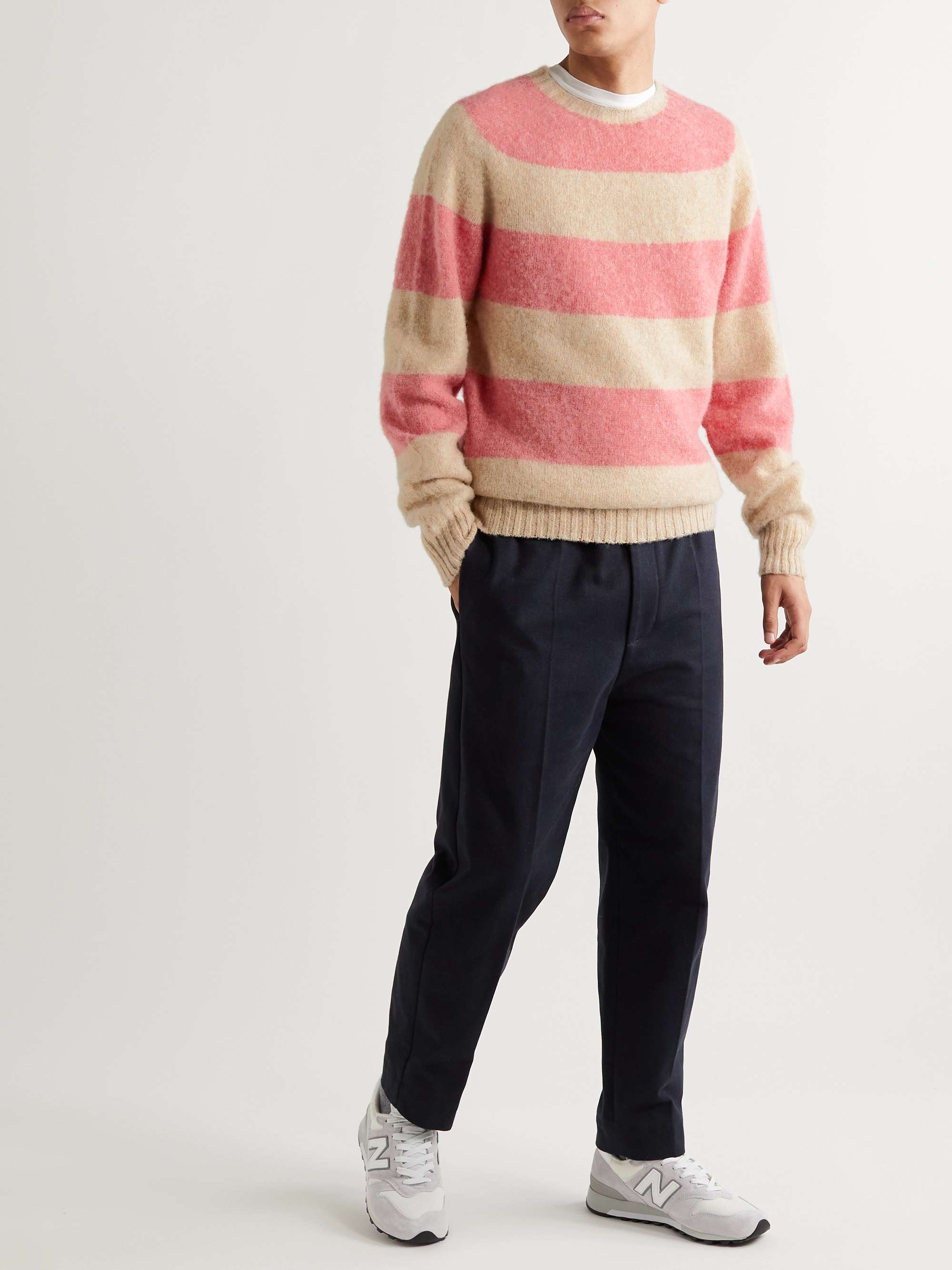 YMC Suedehead Striped Wool Sweater