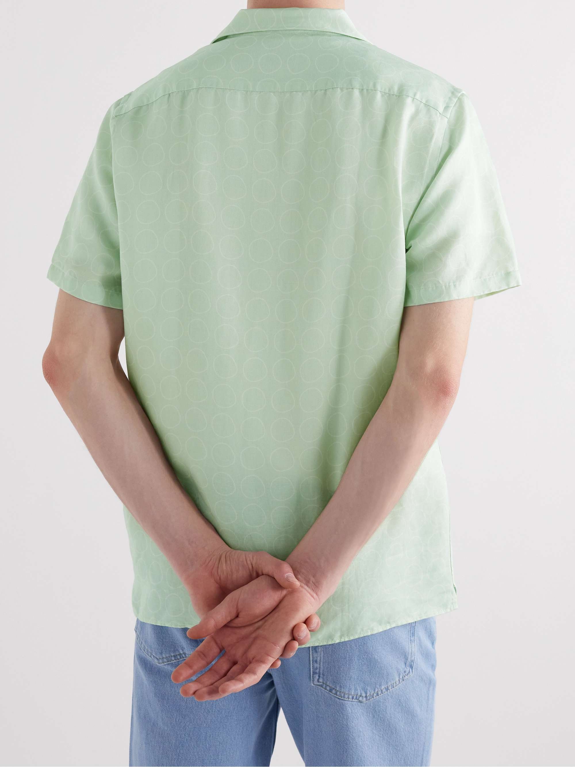 NN07 Miyagi Camp-Collar Printed TENCEL Lyocell and Linen-Blend Shirt