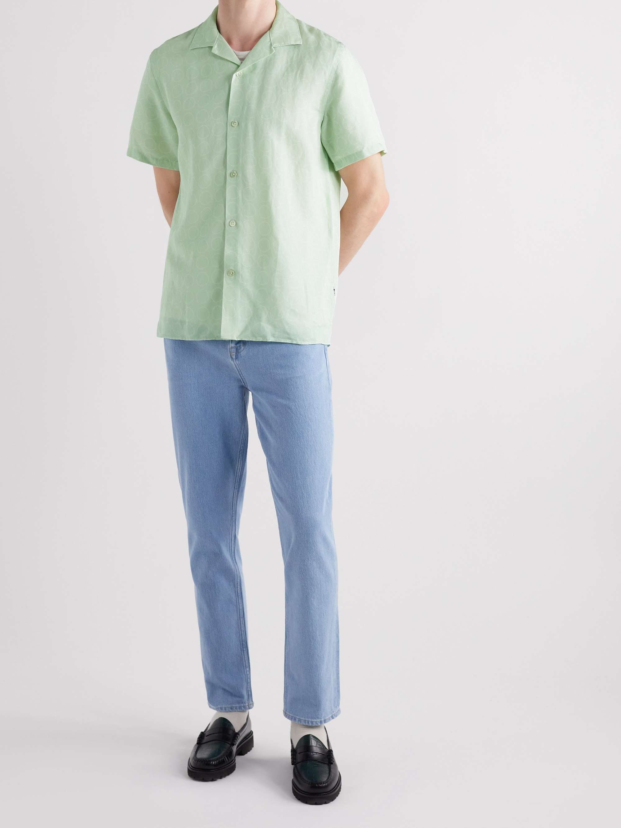 NN07 Miyagi Camp-Collar Printed TENCEL Lyocell and Linen-Blend Shirt