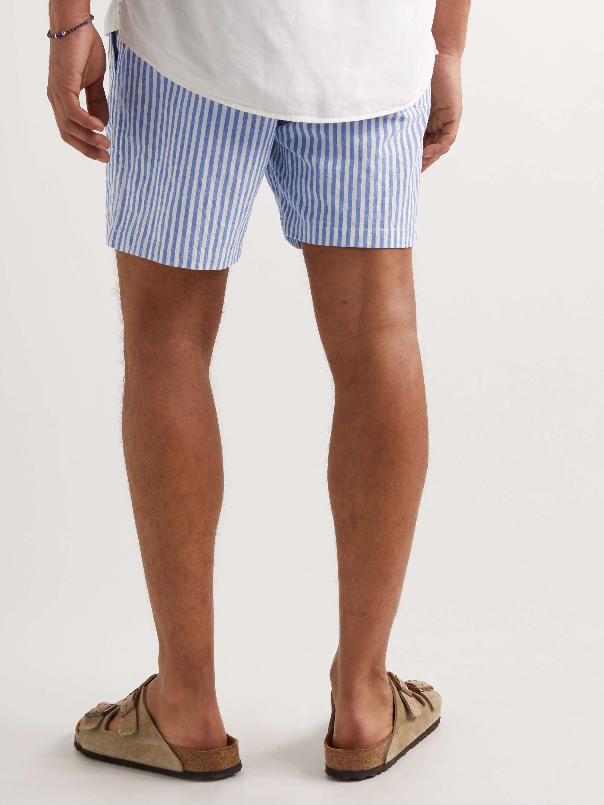 NN07 Gregor Straight-Leg Striped Cotton-Blend Seersucker Drawstring Shorts