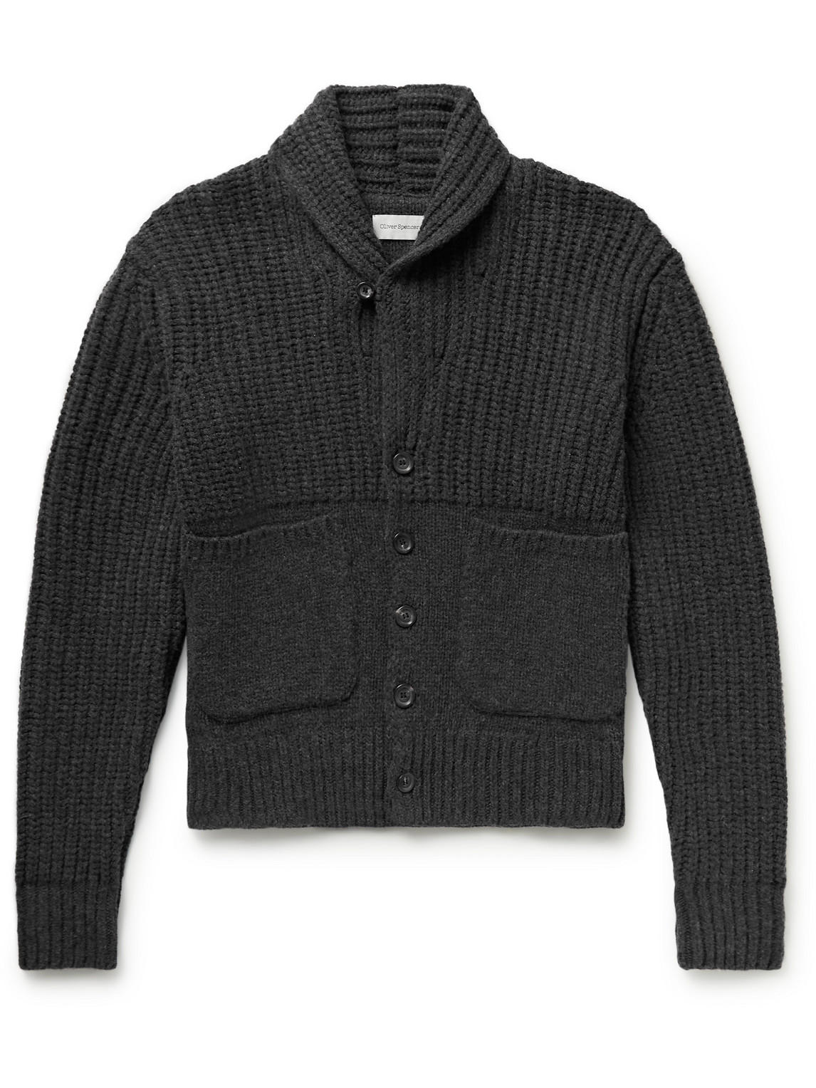 Oliver Spencer Orkney Shawl-collar Wool Cardigan In Gray