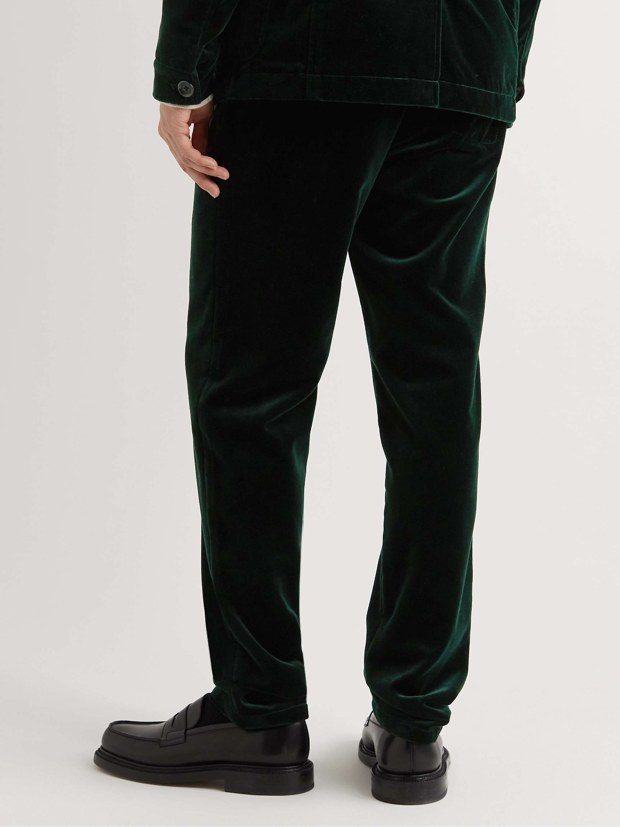 OLIVER SPENCER Fishtail Slim-Fit Cotton-Velvet Suit Trousers