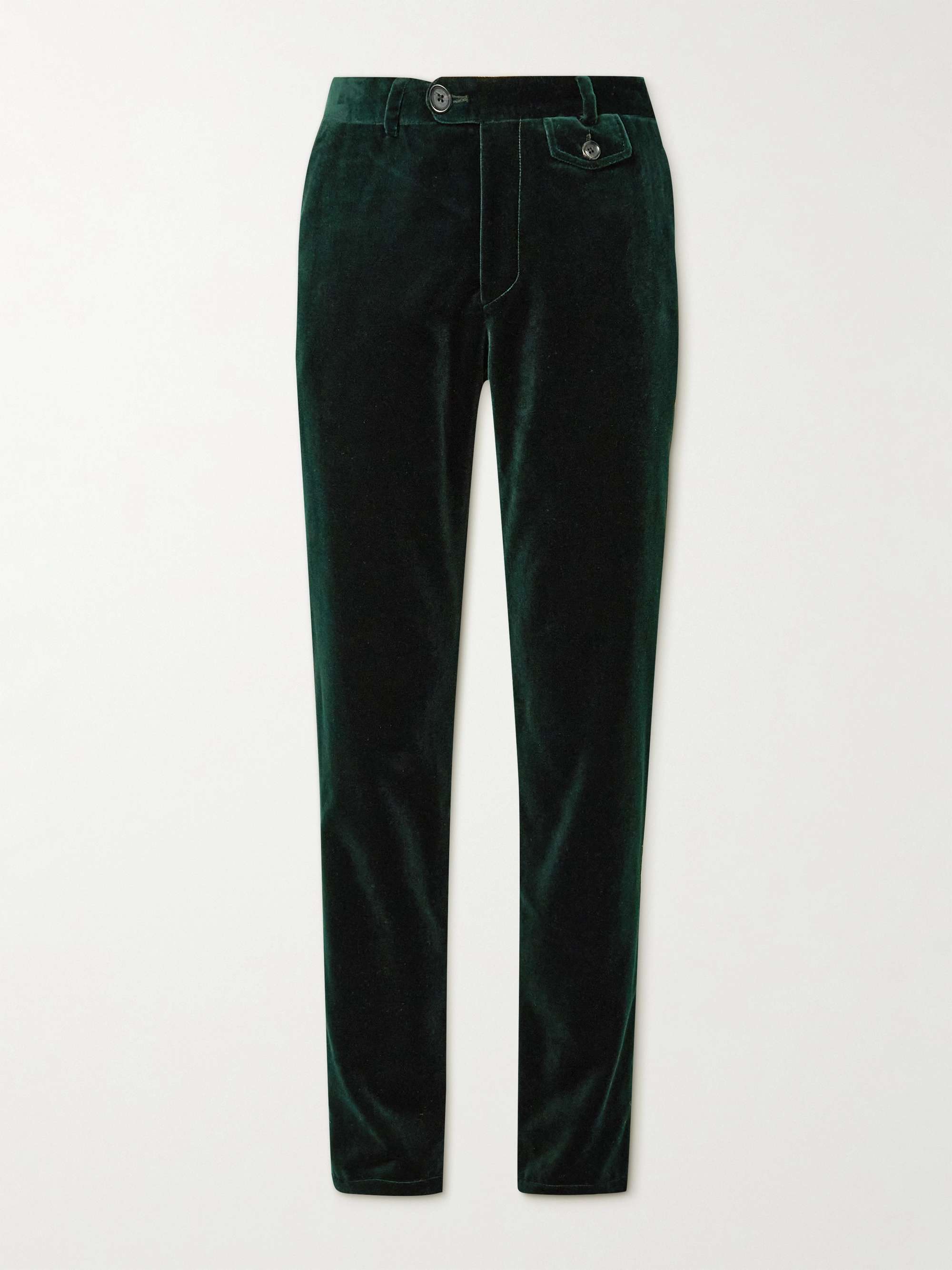 OLIVER SPENCER Fishtail Slim-Fit Cotton-Velvet Suit Trousers